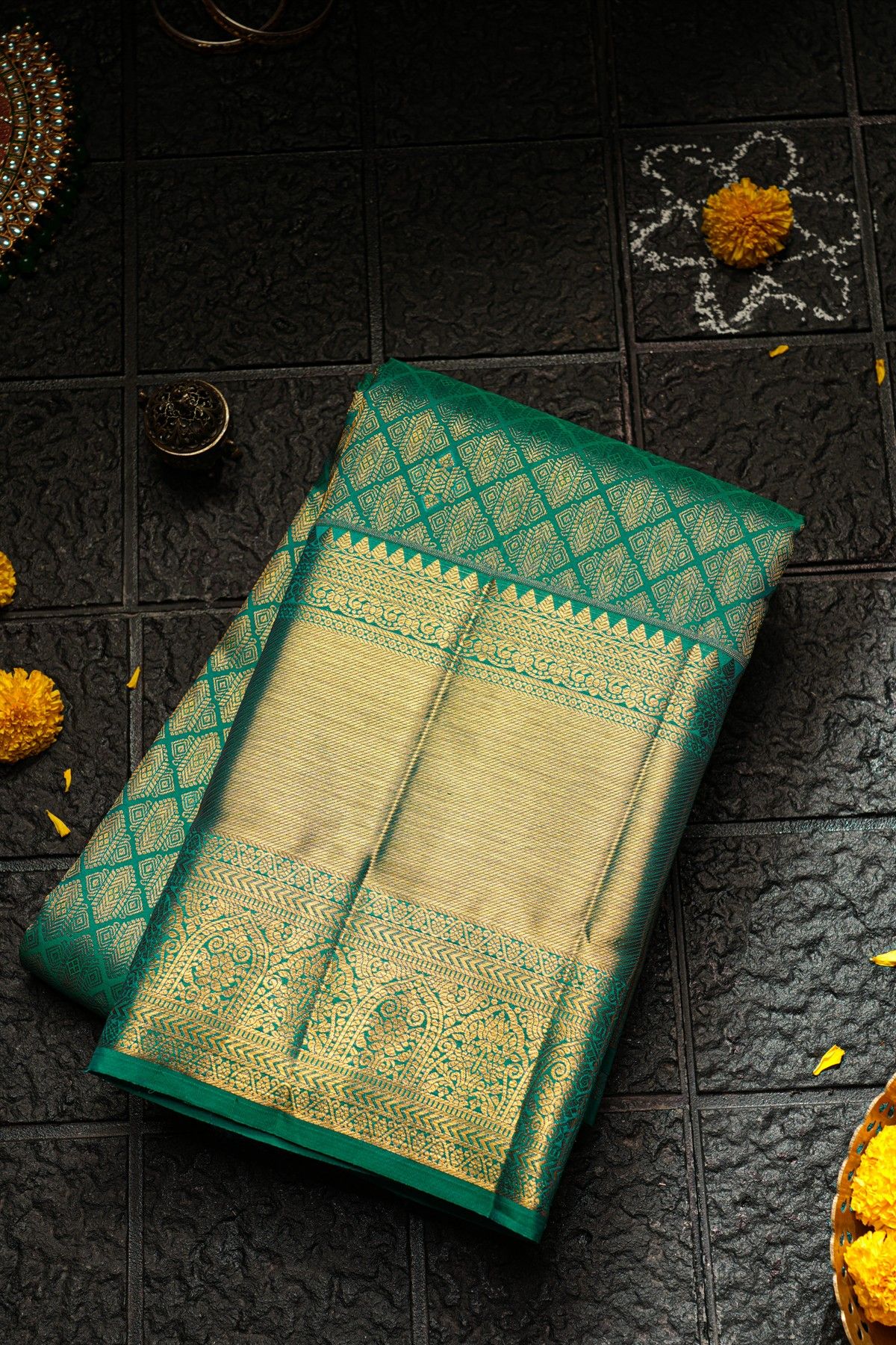 Kancheepuram Silk Rama Green Saree