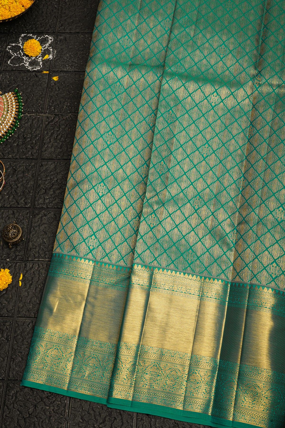 Kancheepuram Silk Rama Green Saree