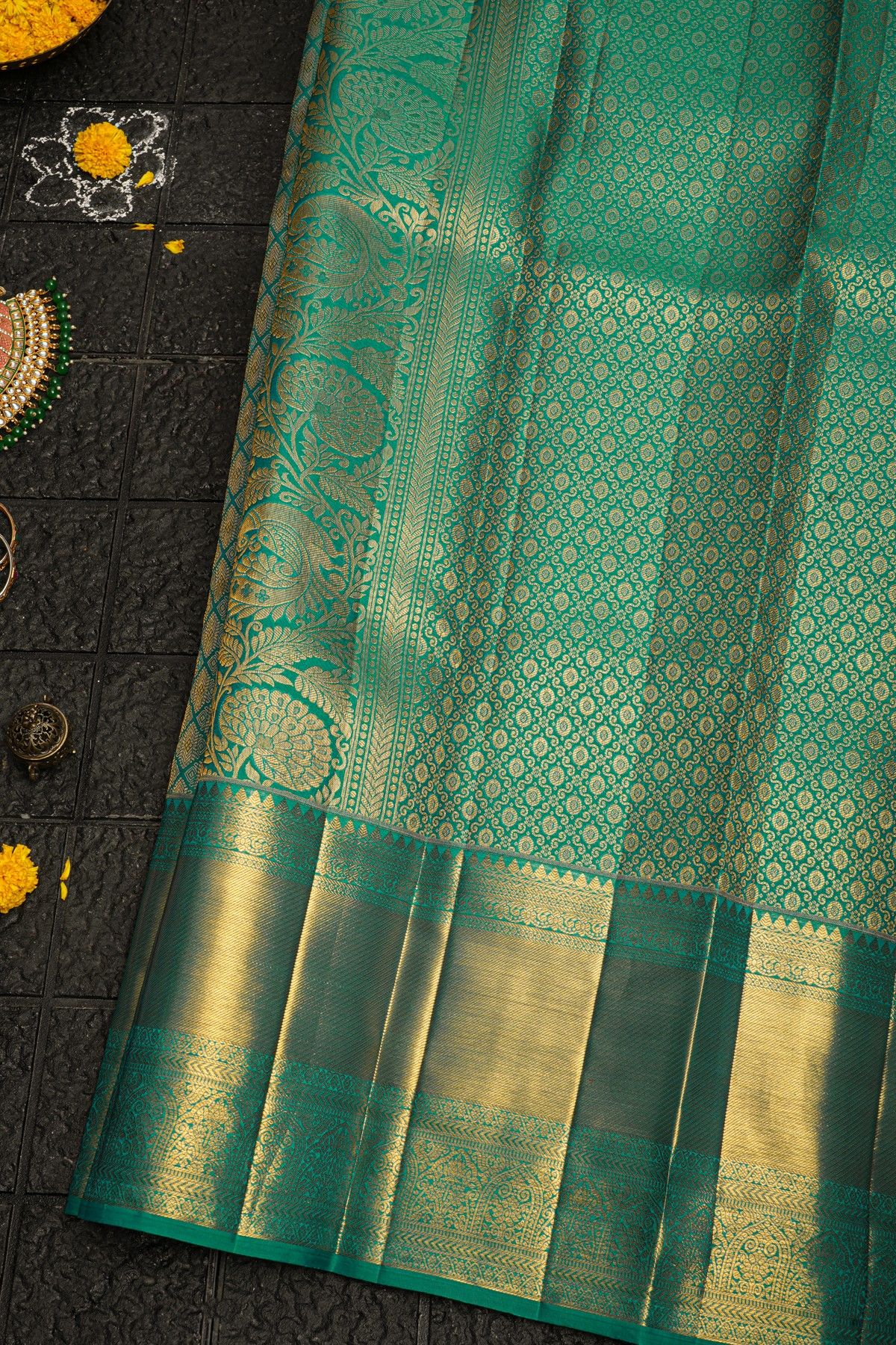 Kancheepuram Silk Rama Green Saree
