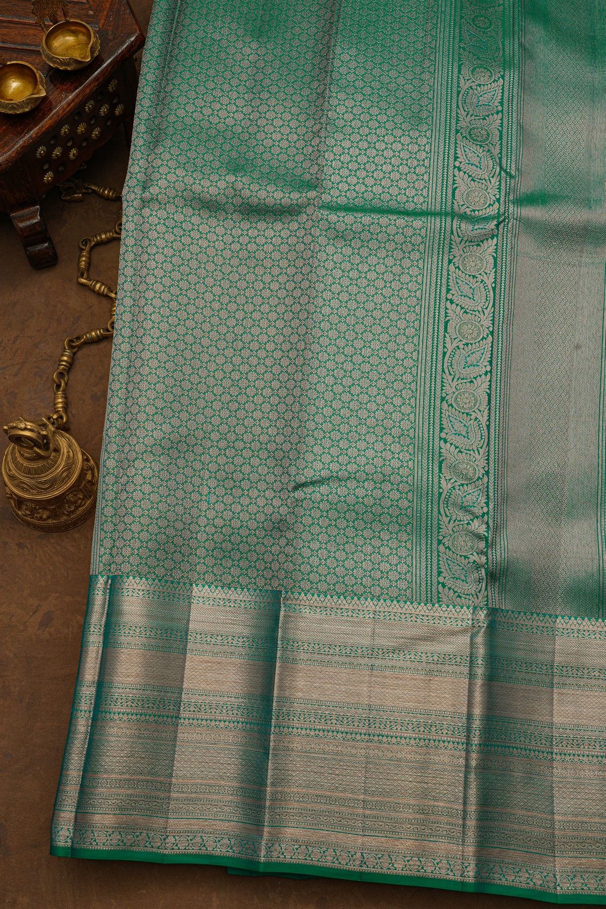 Kancheepuram Silk Bottle Green Saree