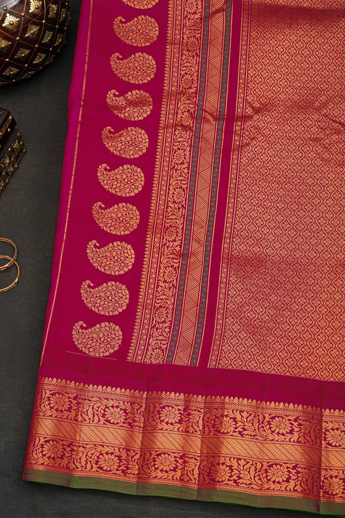 Gadwal Silk Peach Saree