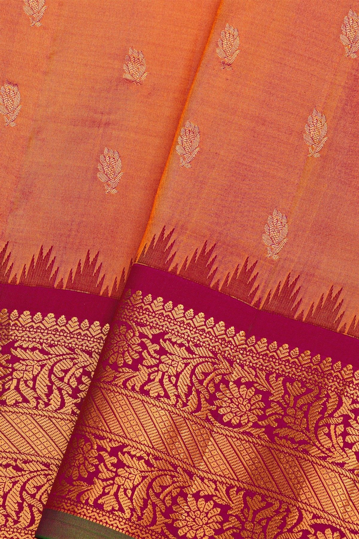 Gadwal Silk Peach Saree