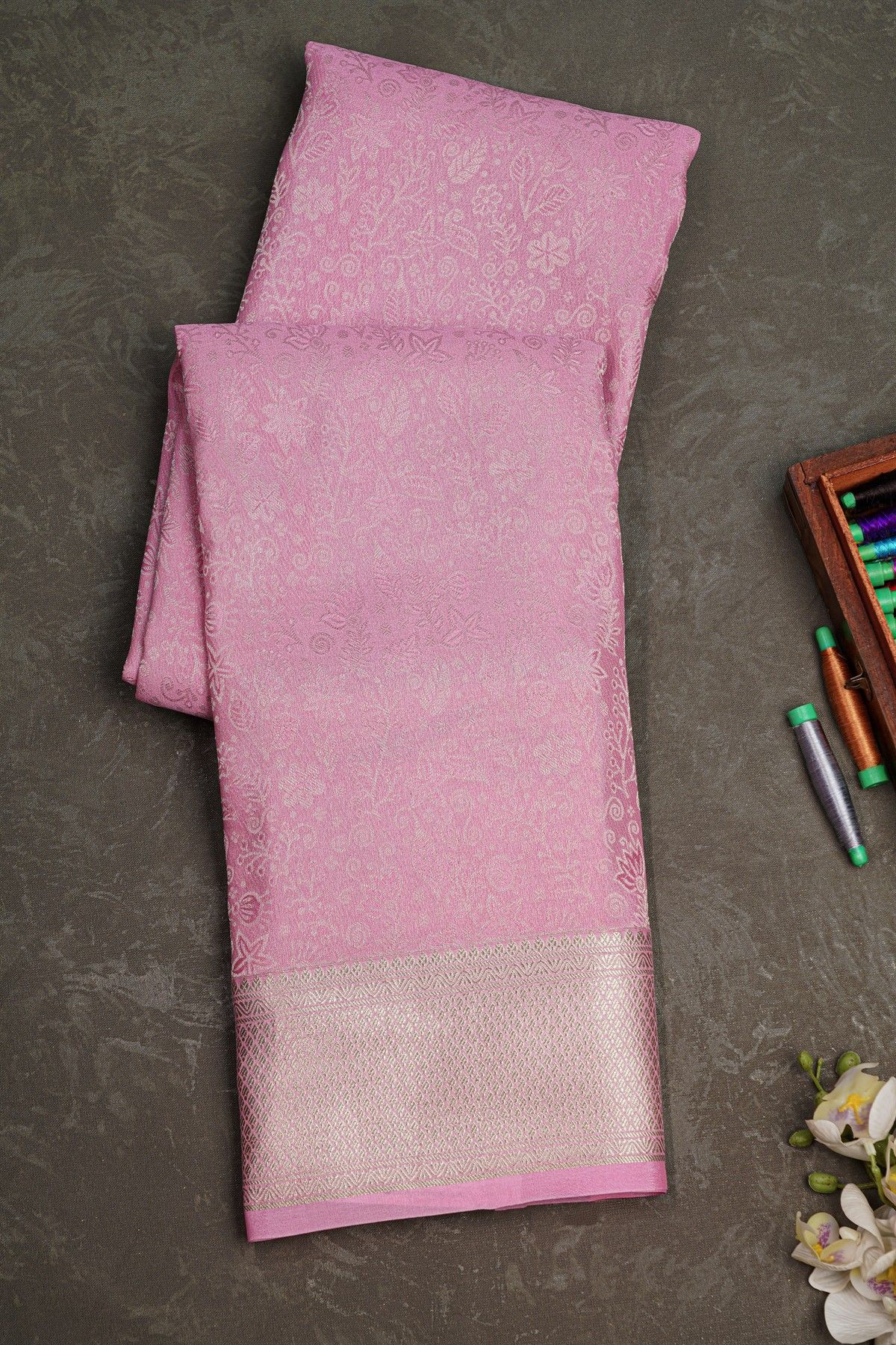 Mysore Crepe Pink Saree
