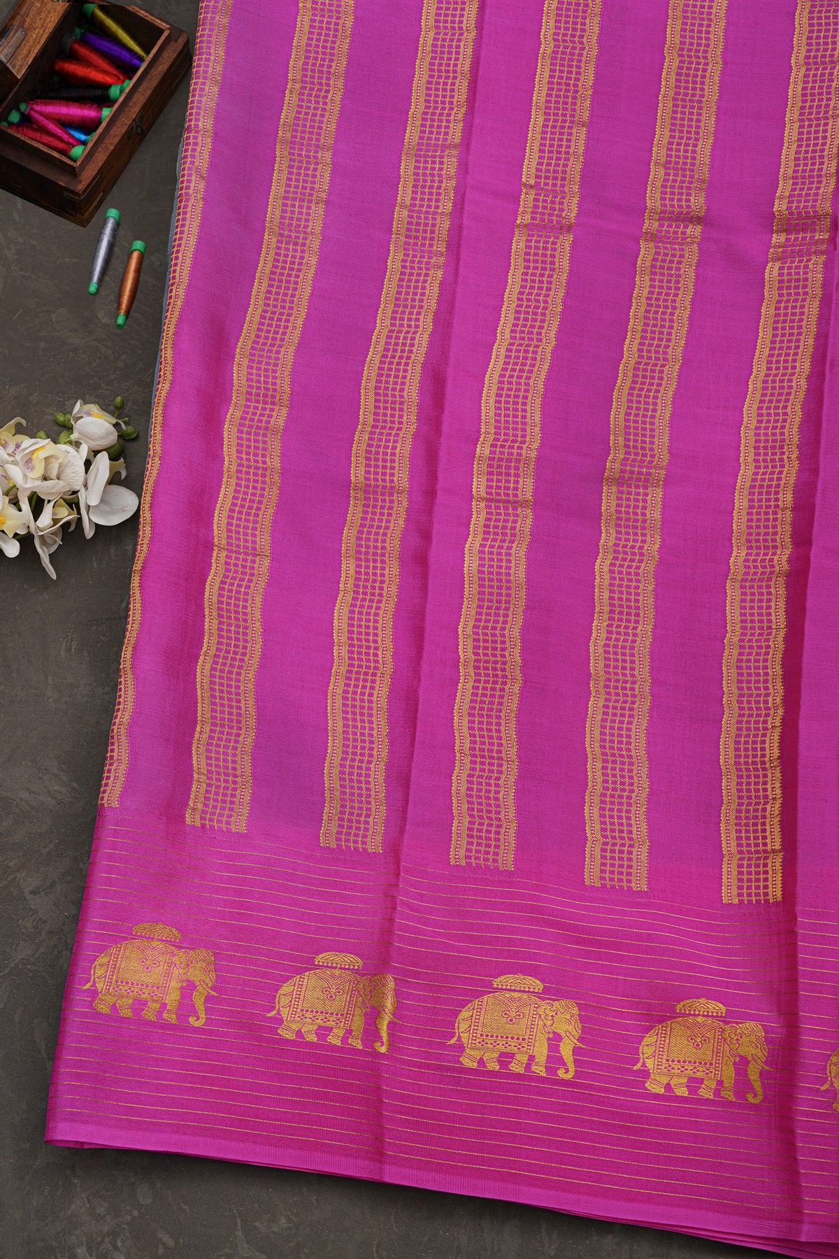 Mysore Crepe Grey Saree