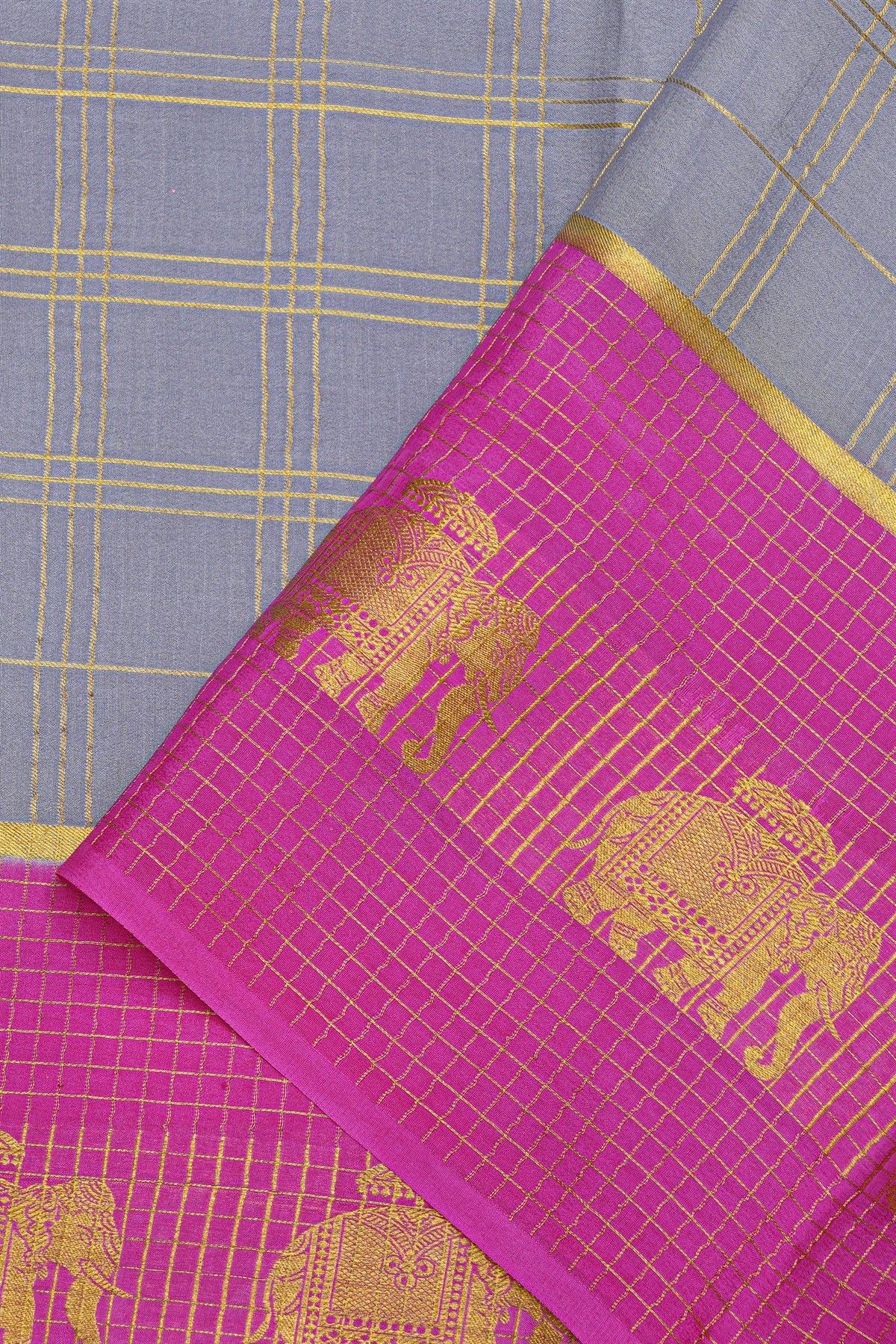 Mysore Crepe Grey Saree