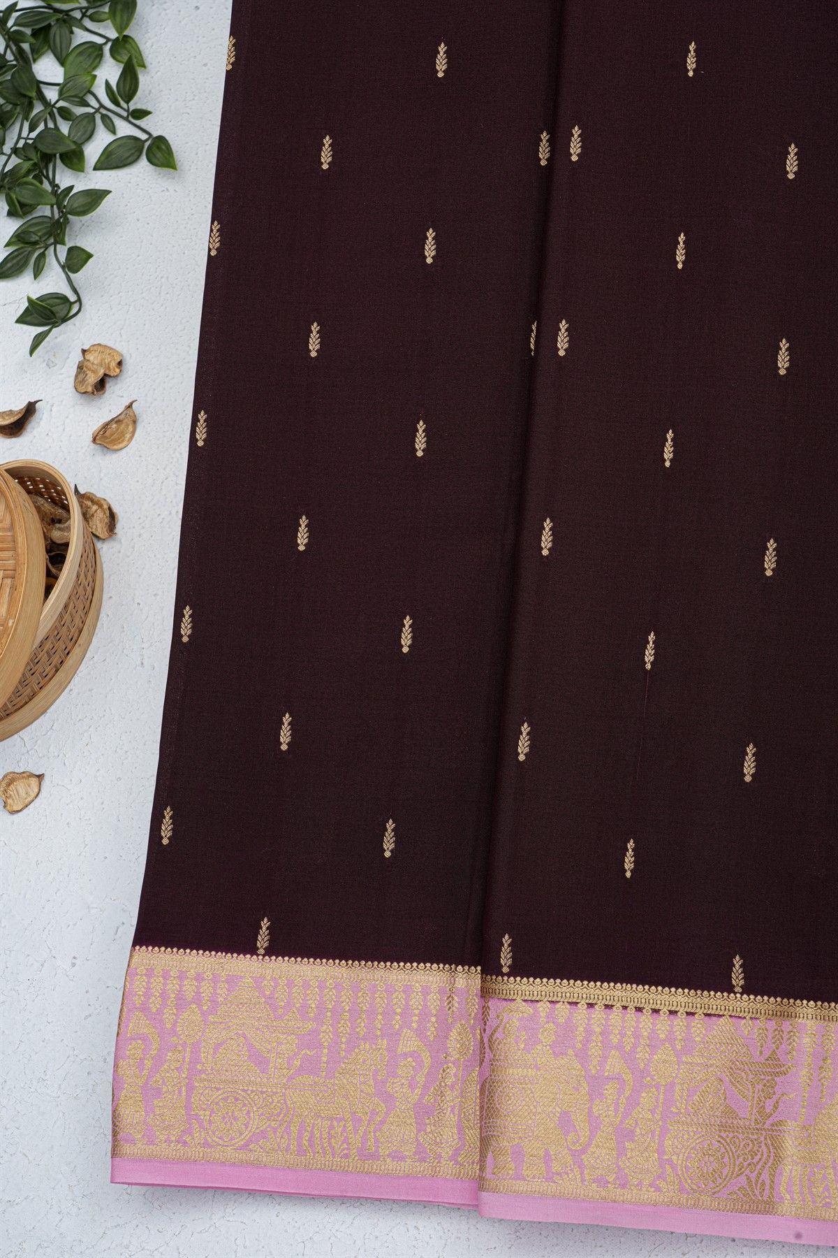 Mysore Crepe Brown Saree