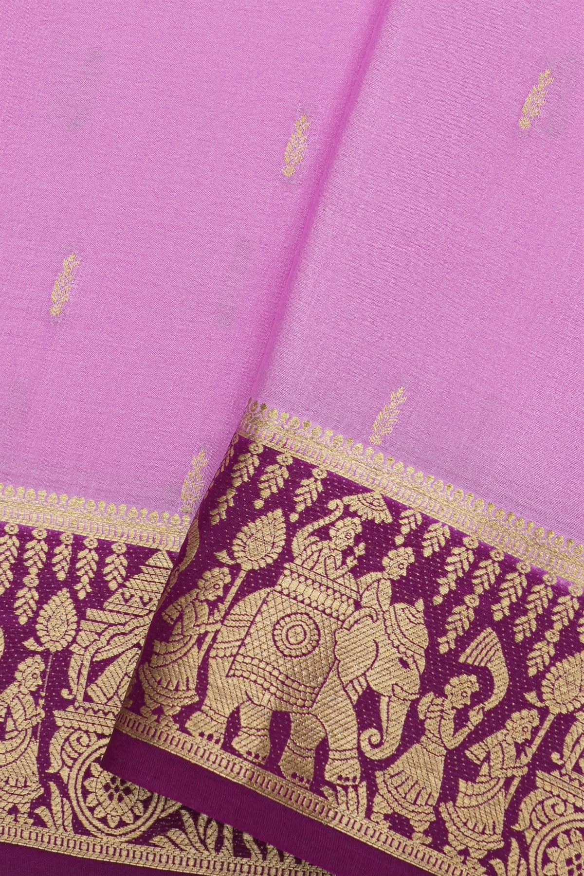 Mysore Crepe Baby Pink Saree
