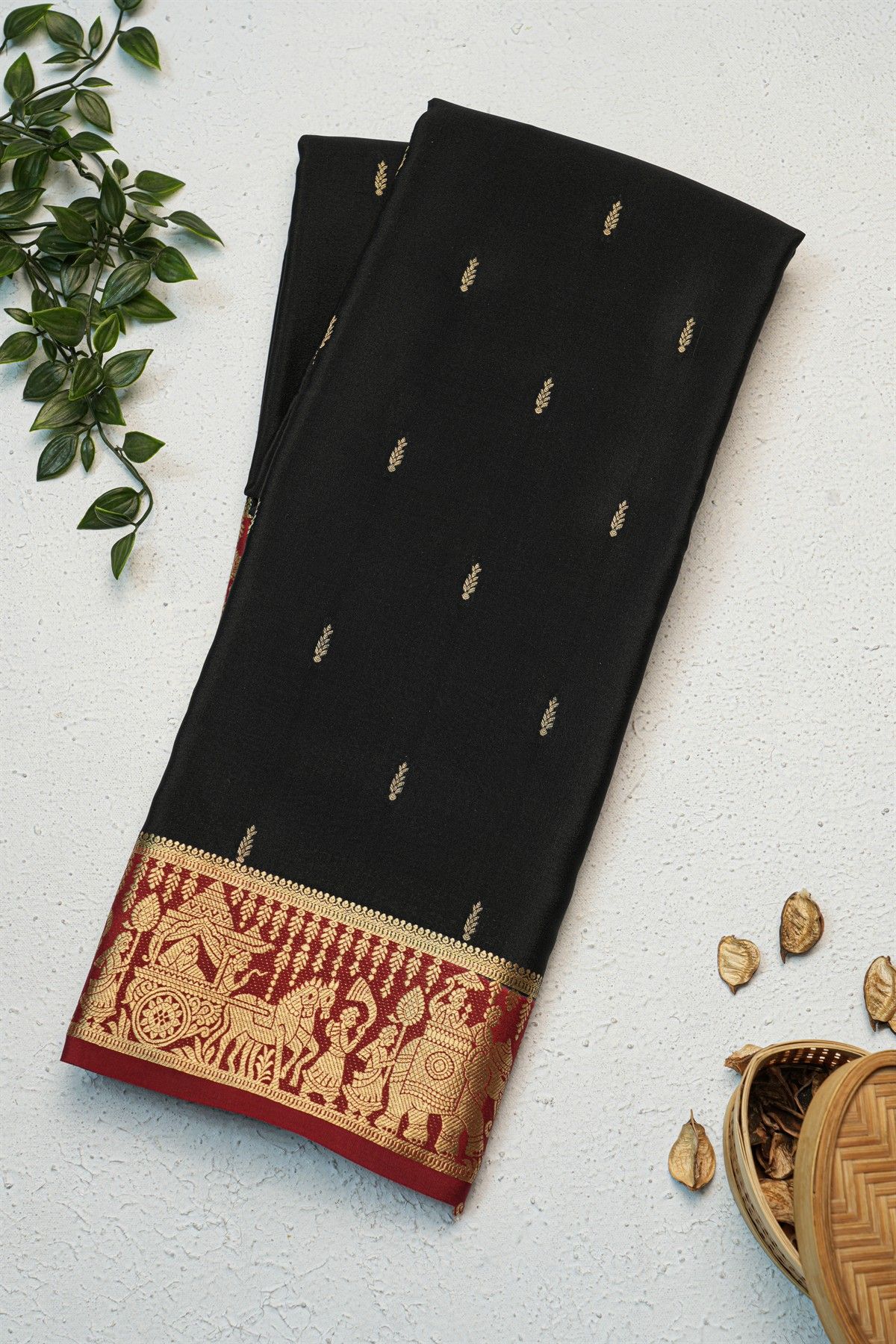 Mysore Crepe Black Saree