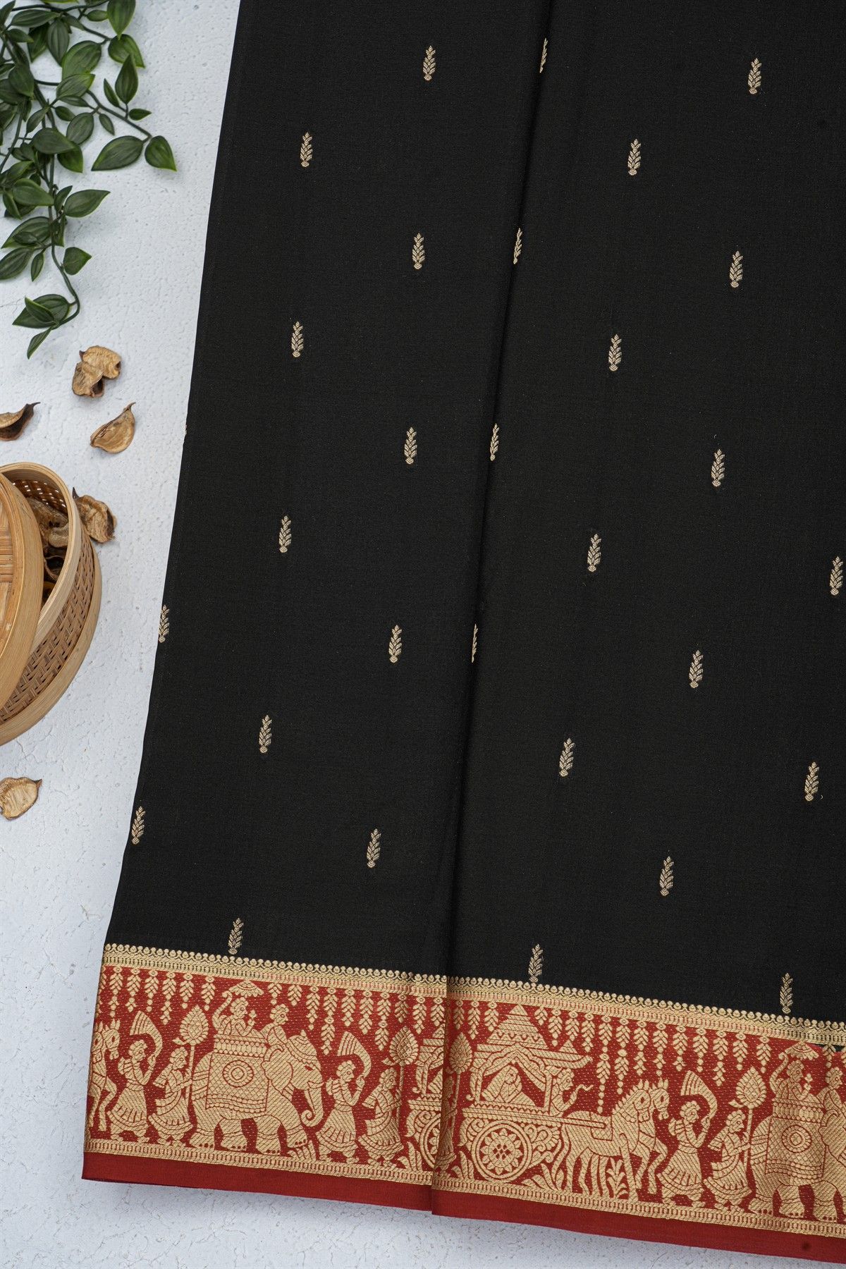 Mysore Crepe Black Saree