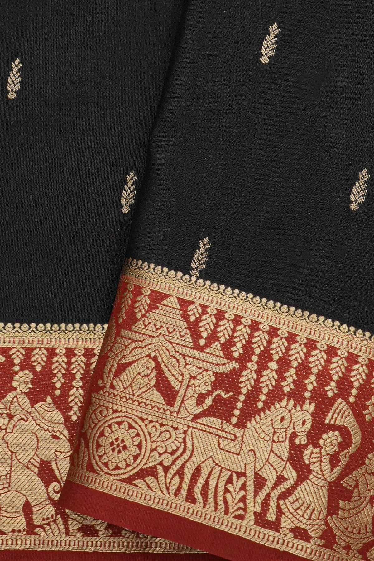 Mysore Crepe Black Saree