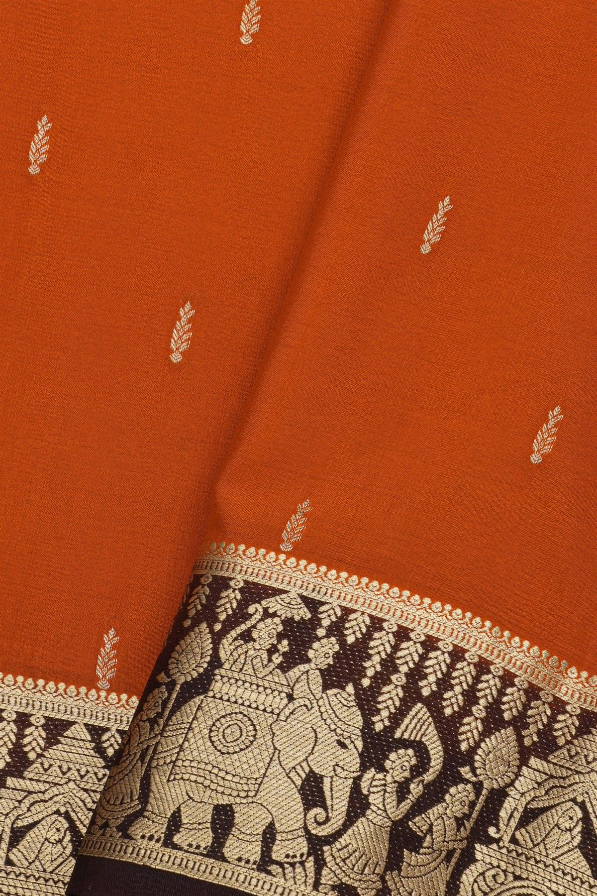 Mysore Crepe Rust Orange Saree