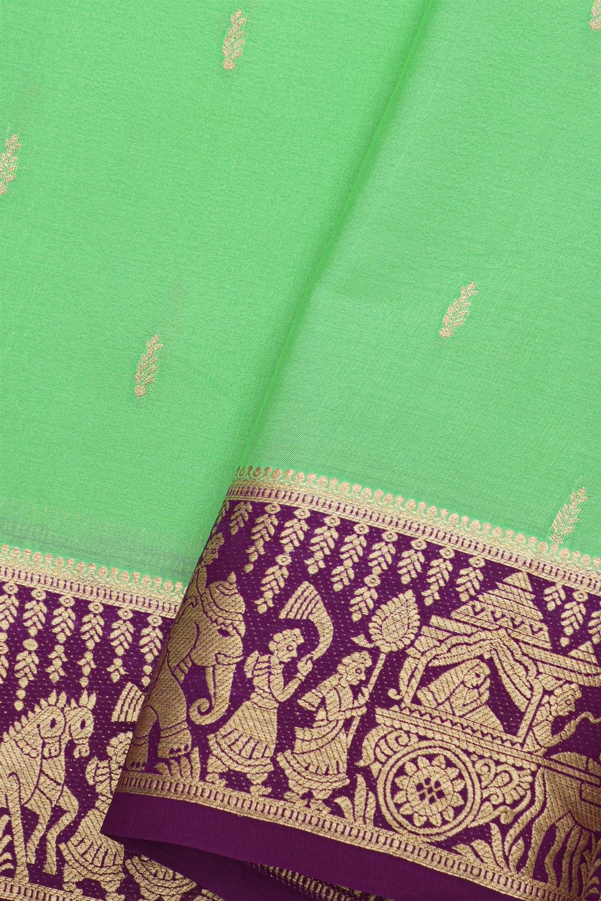 Mysore Crepe Sea Green Saree