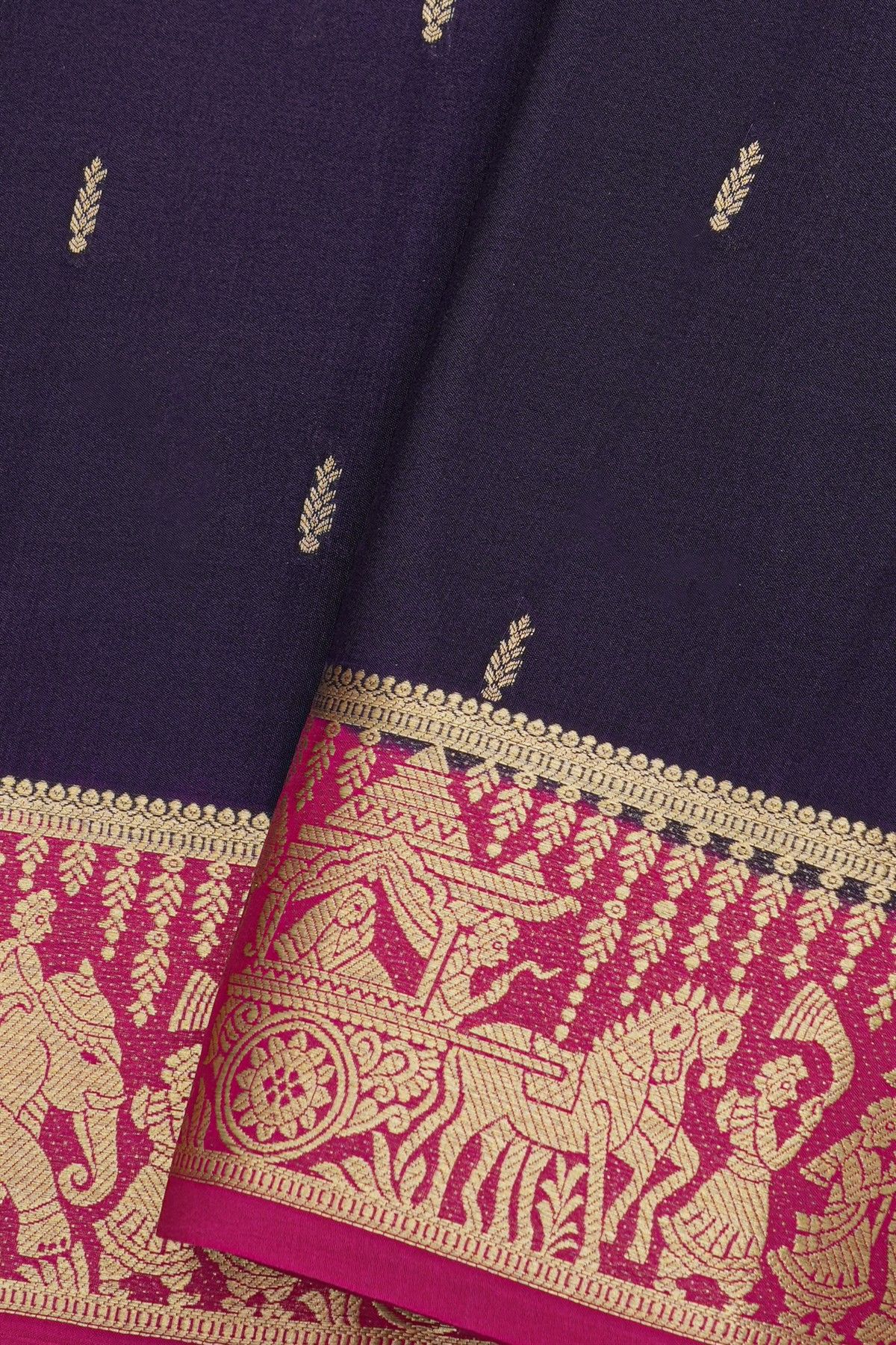 Mysore Crepe Navy Blue Saree