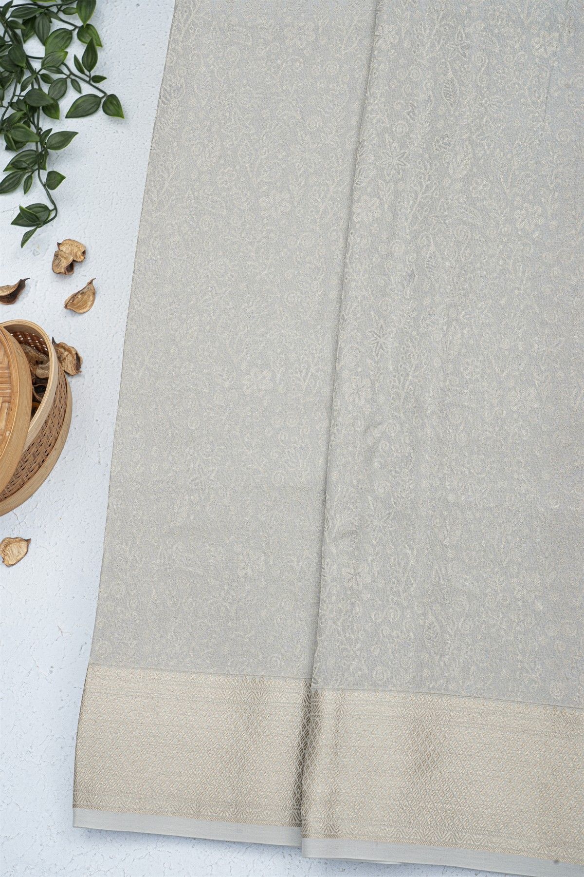Mysore Crepe Grey Saree