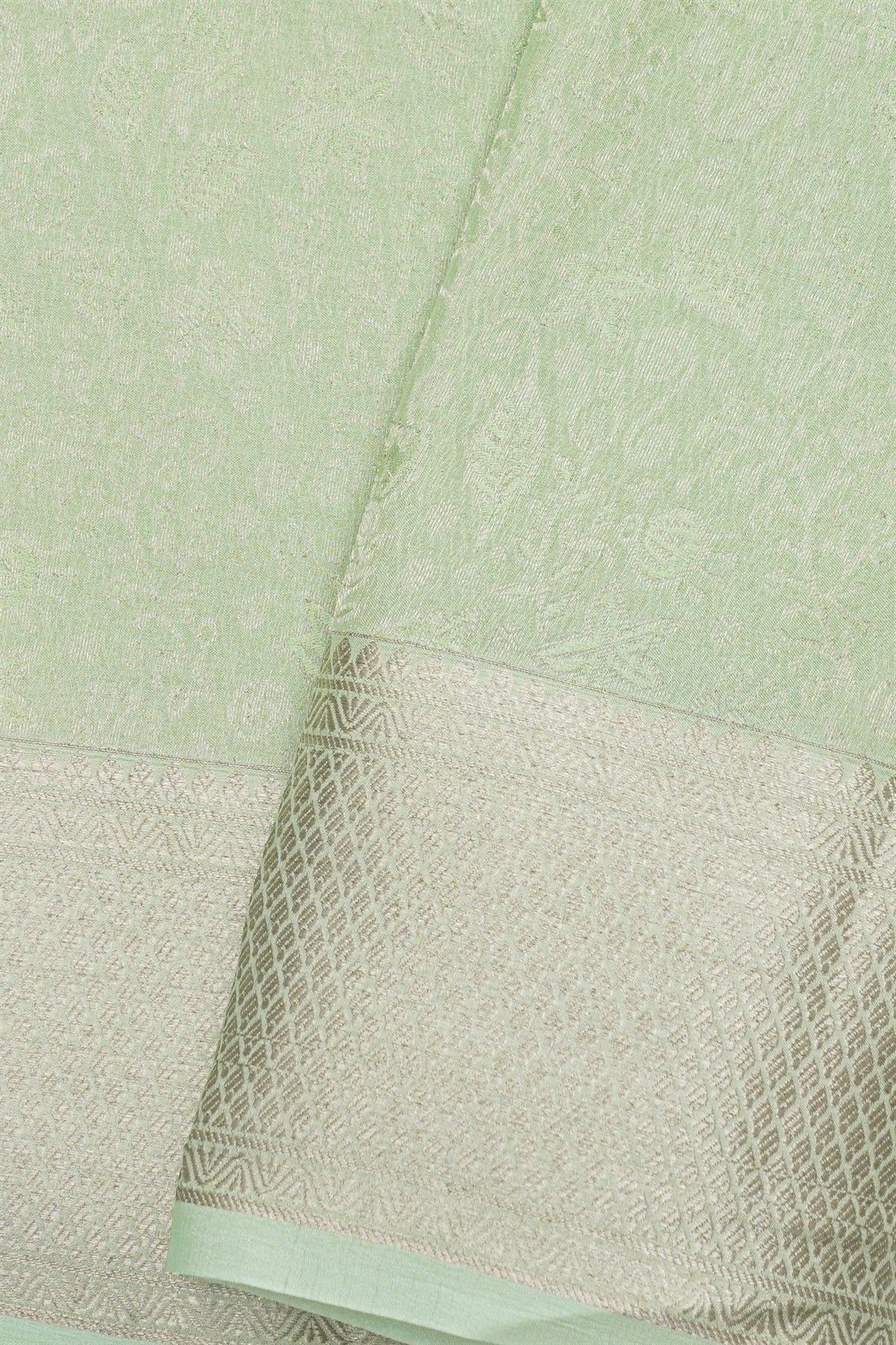 Mysore Crepe Pista Green Saree