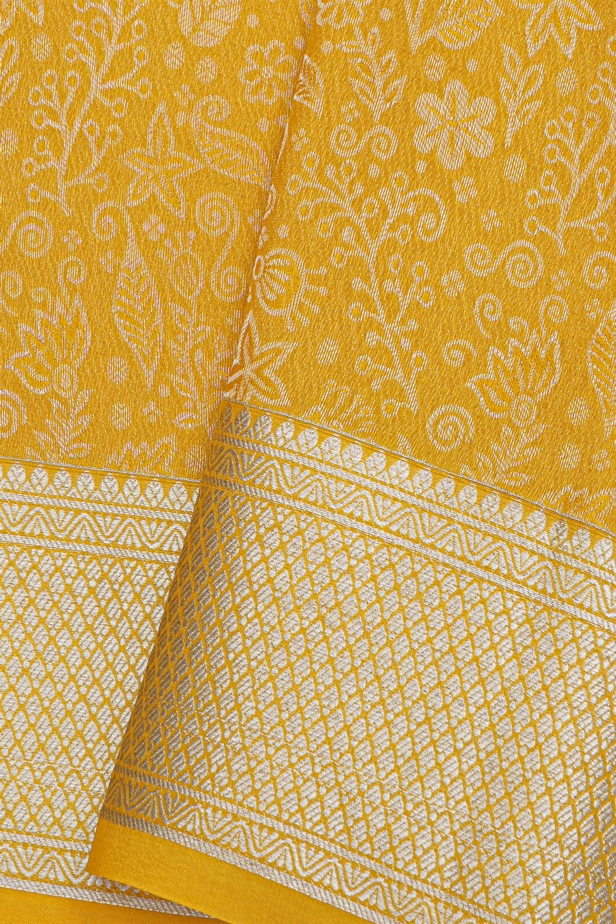 Mysore Crepe Mustard Saree