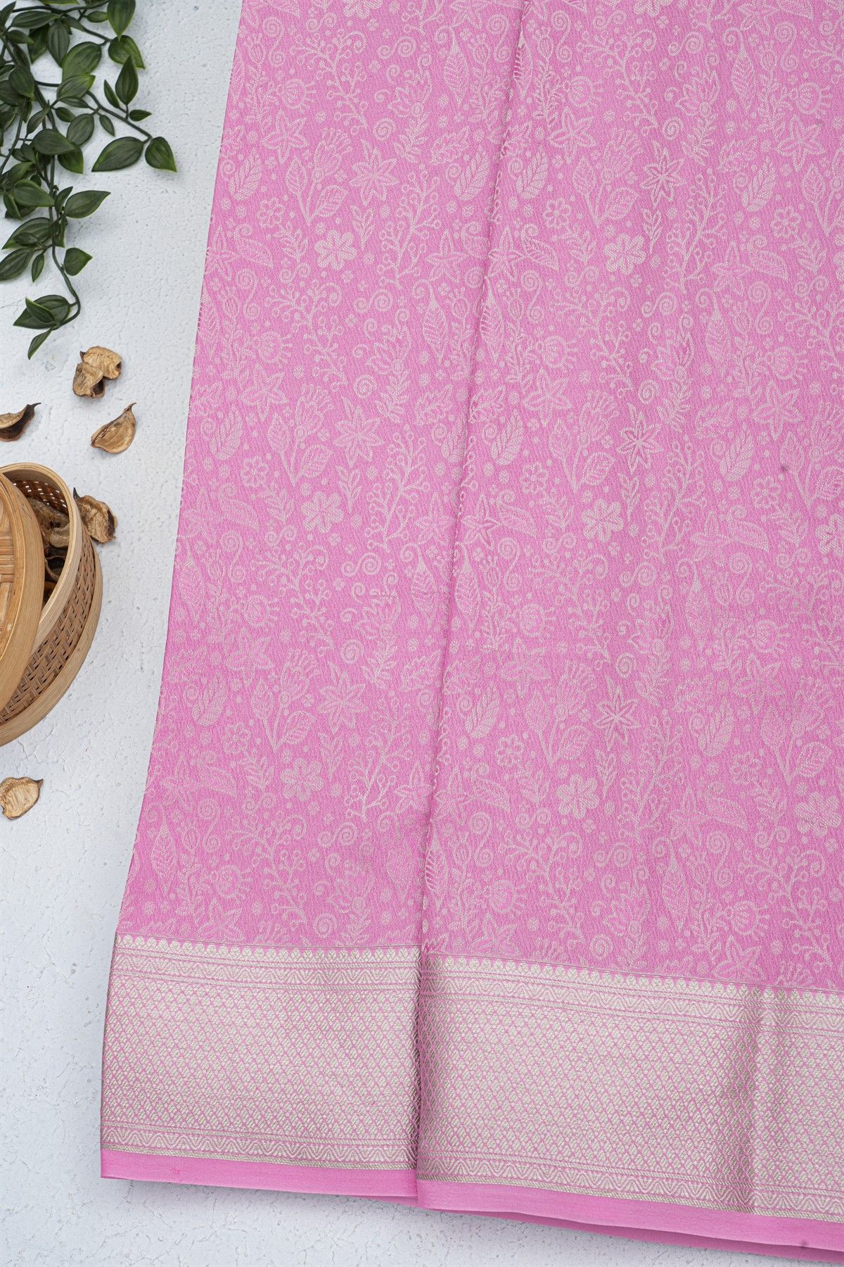 Mysore Crepe Pink Saree
