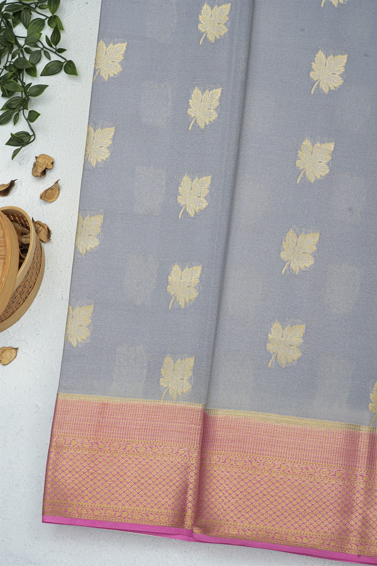 Mysore Crepe Grey Saree
