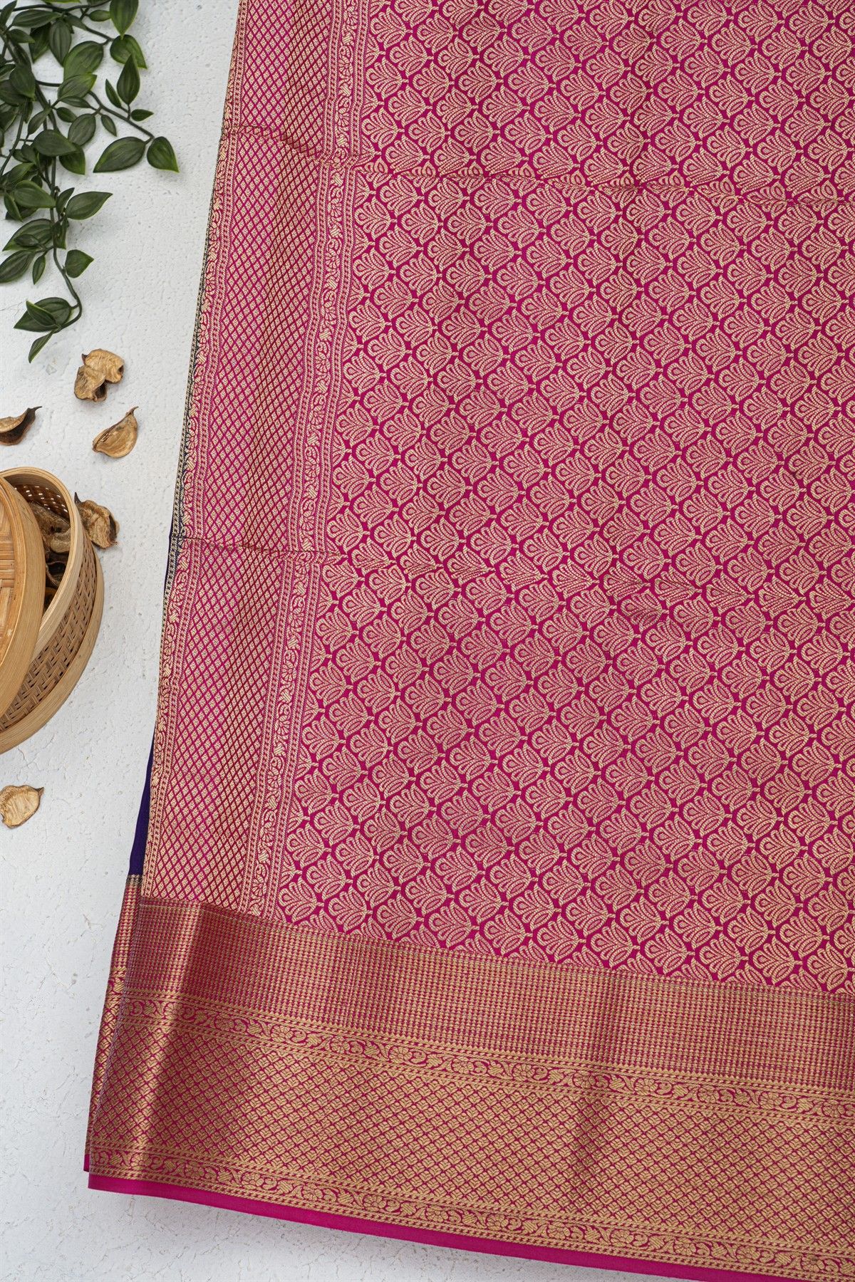 Mysore Crepe Navy Blue Saree