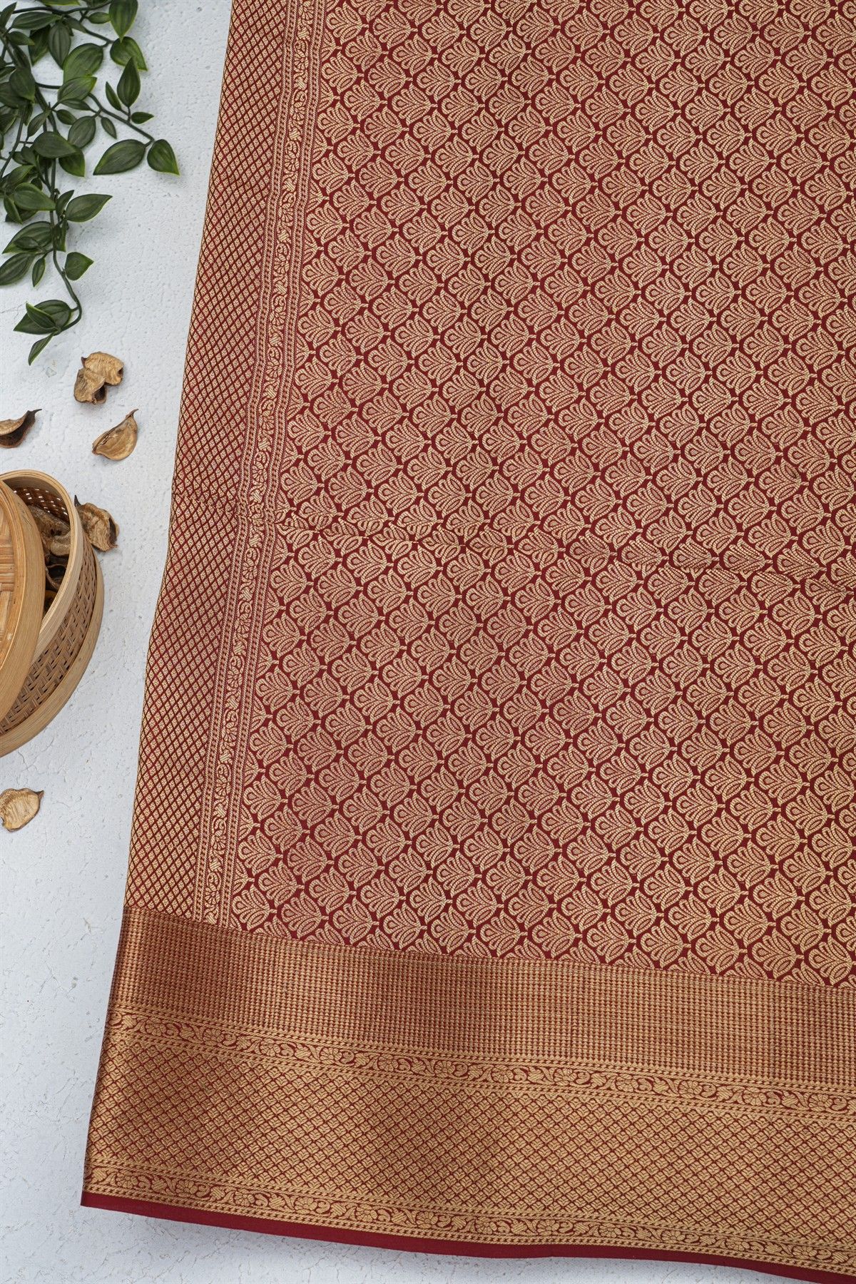 Mysore Crepe Bottle Green Saree