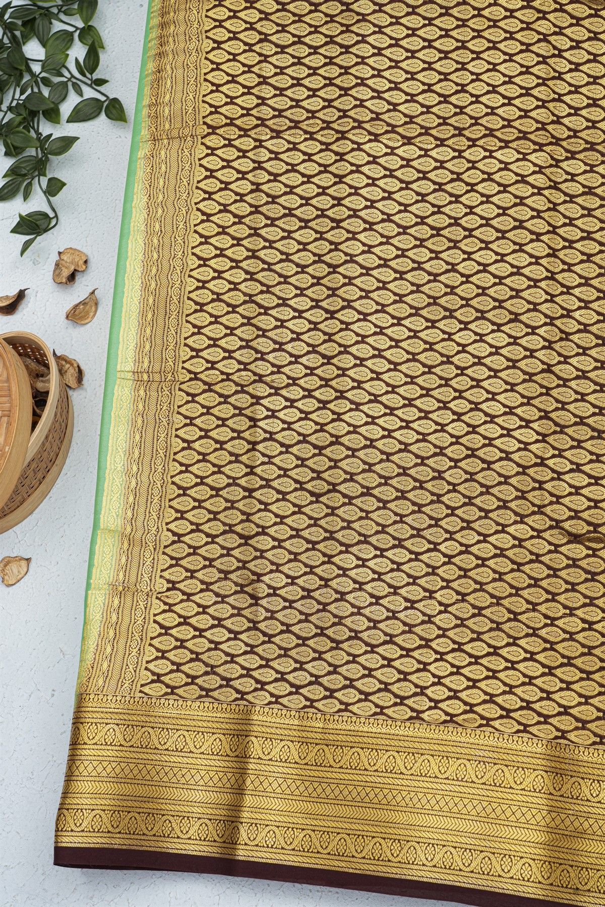 Mysore Crepe Pista Green Saree