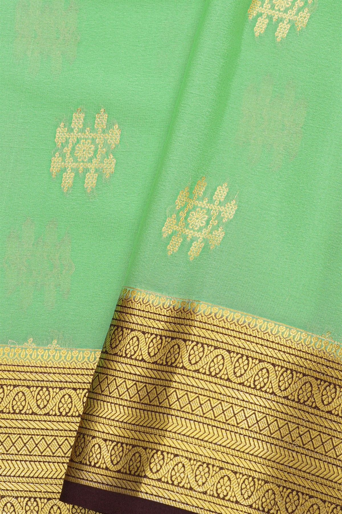 Mysore Crepe Pista Green Saree