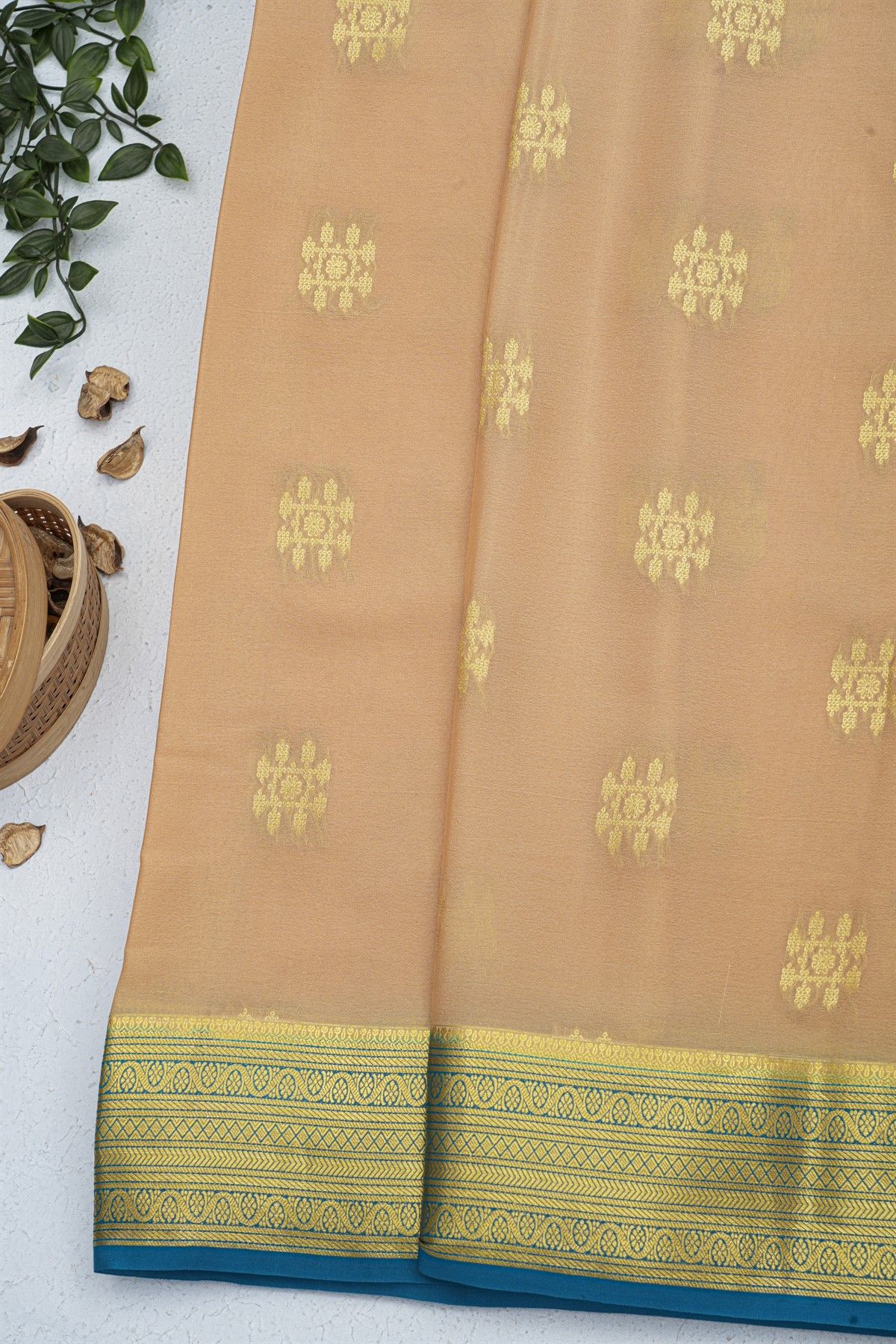 Mysore Crepe Peach Saree