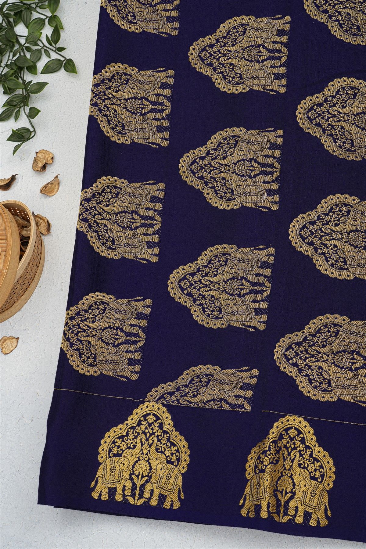 Mysore Crepe Navy Blue Saree