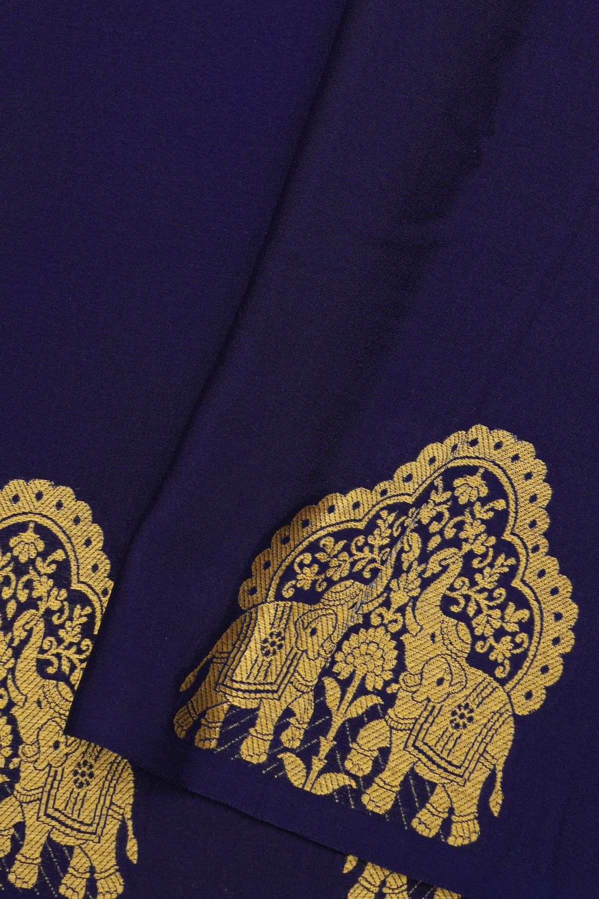 Mysore Crepe Navy Blue Saree