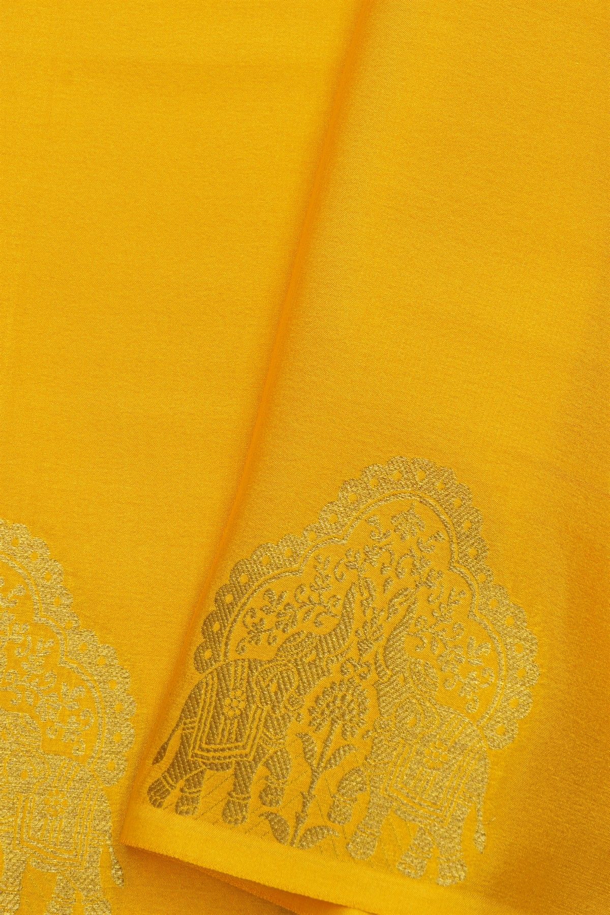 Mysore Crepe Yellow Saree