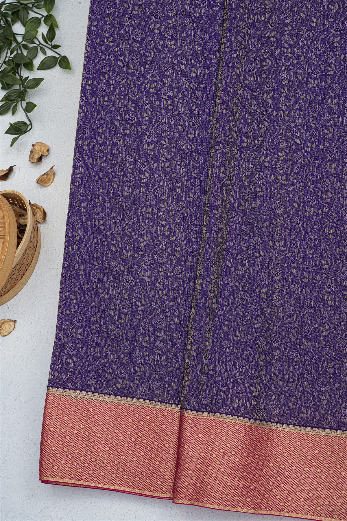 Mysore Crepe Navy Blue Saree