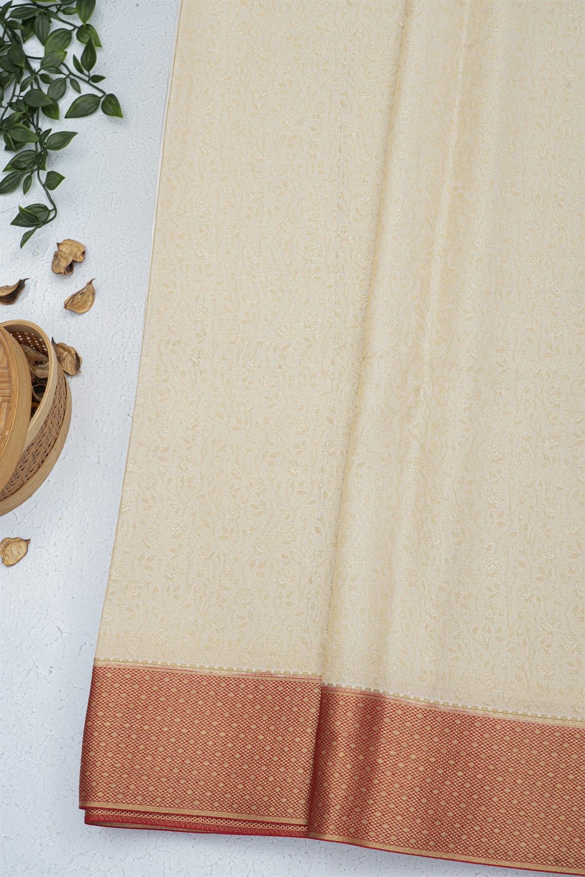 Mysore Crepe Off White Saree