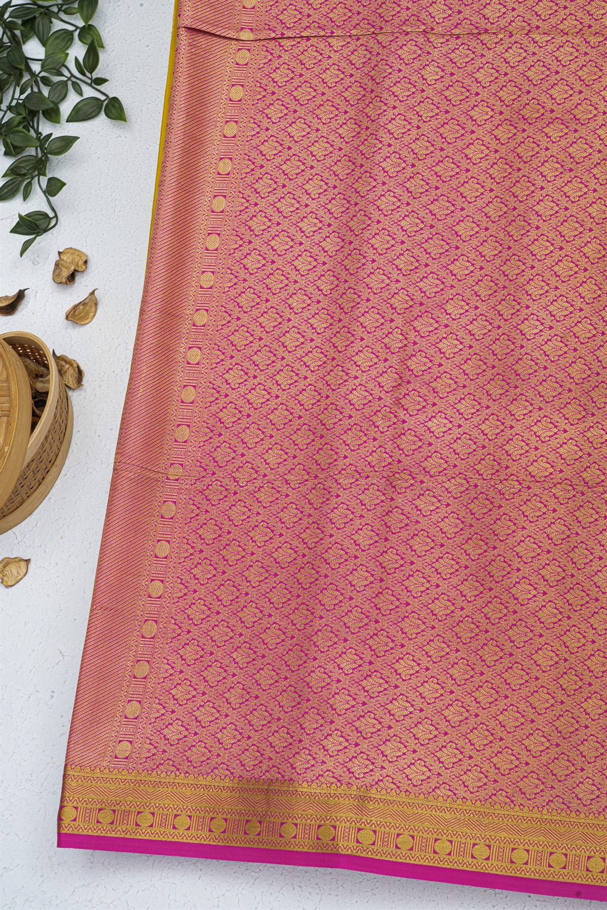 Mysore Crepe Yellow Saree