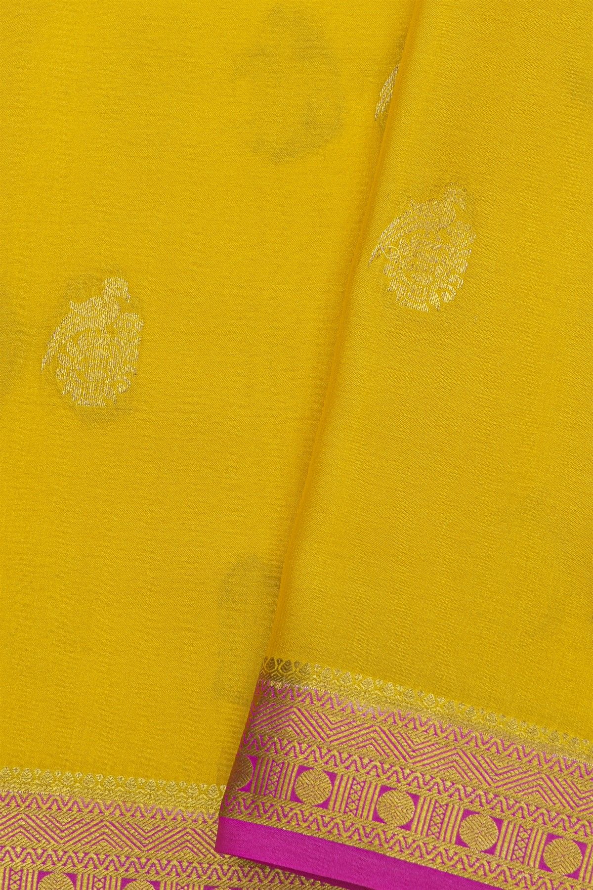 Mysore Crepe Yellow Saree