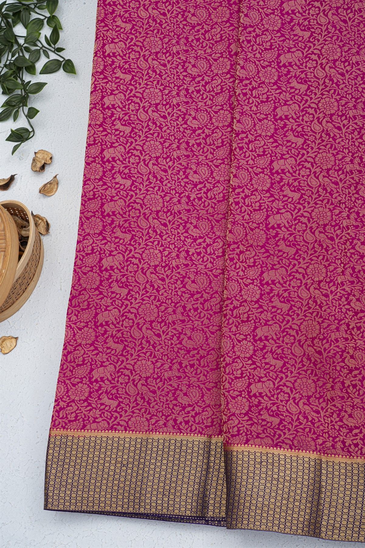 Mysore Crepe Magenta Saree