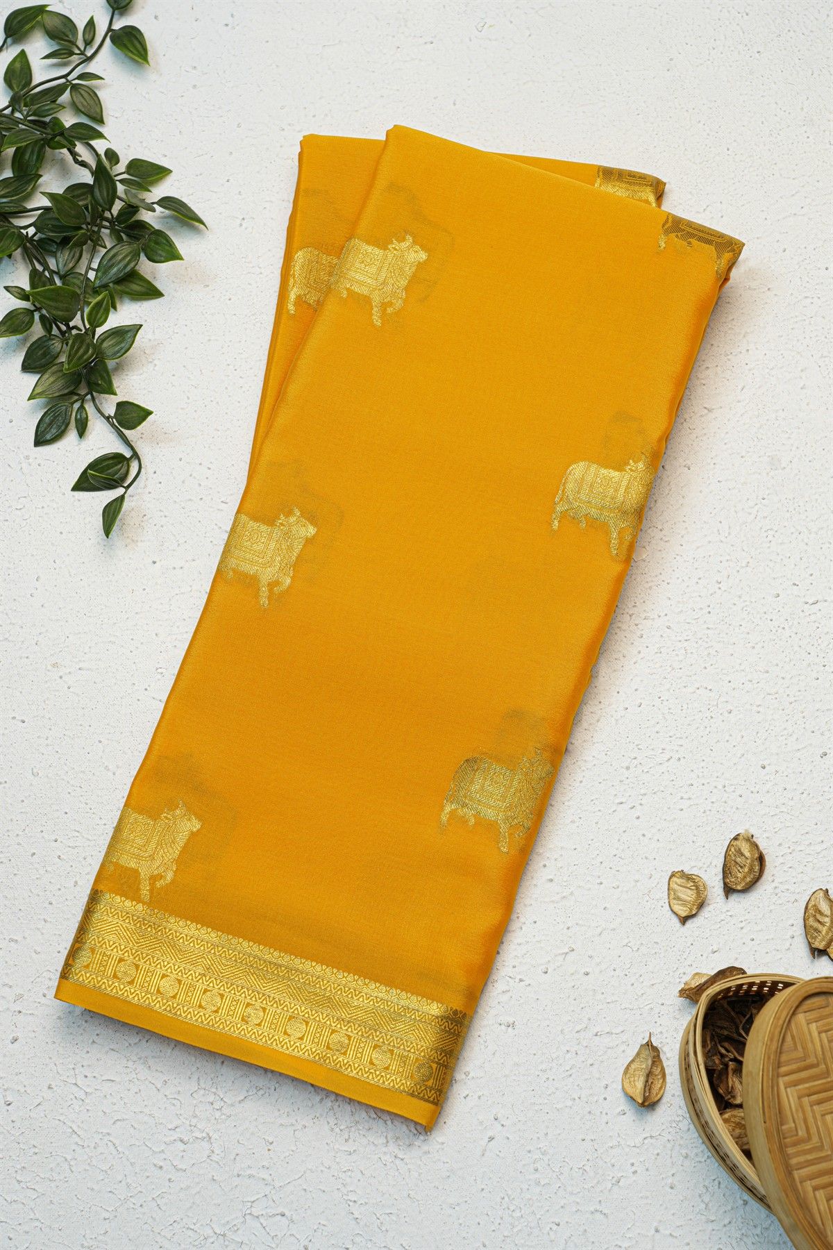Mysore Crepe Mustard Saree