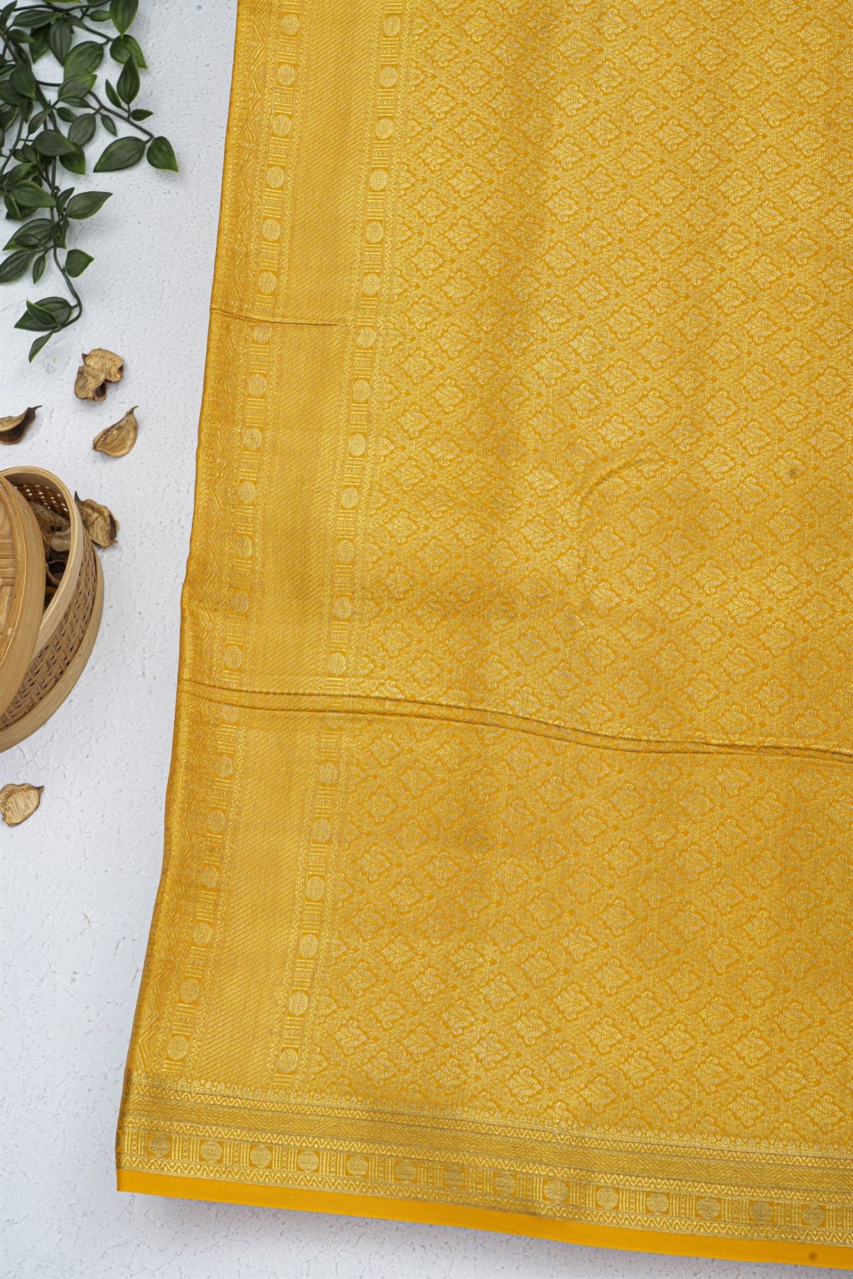 Mysore Crepe Mustard Saree