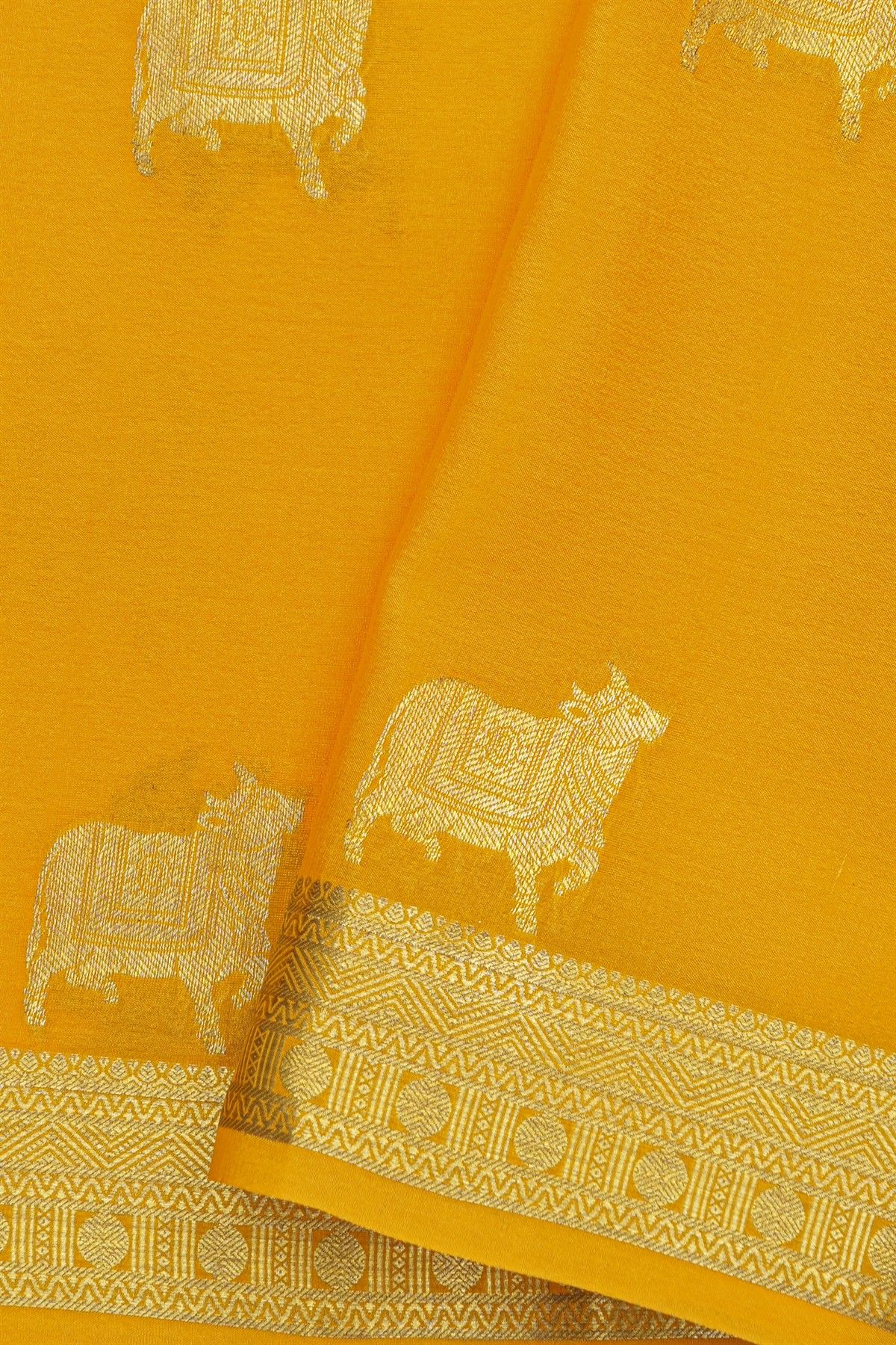 Mysore Crepe Mustard Saree