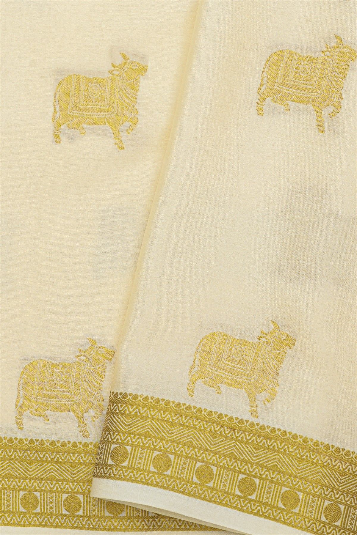 Mysore Crepe Cream Saree