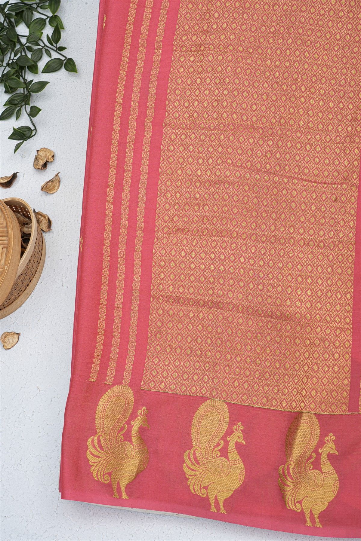Mysore Crepe Pink Saree