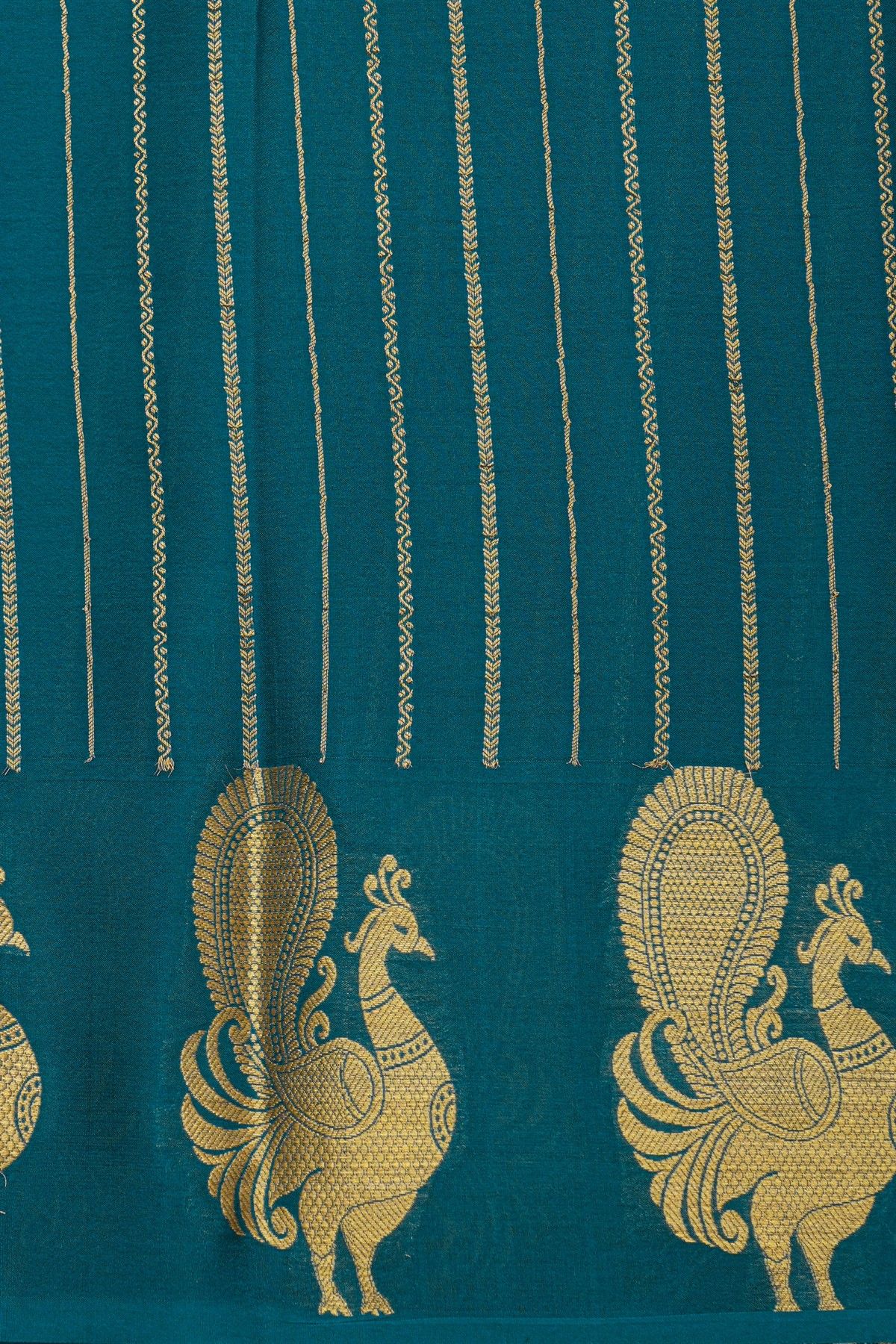 Mysore Crepe Teal Blue Saree