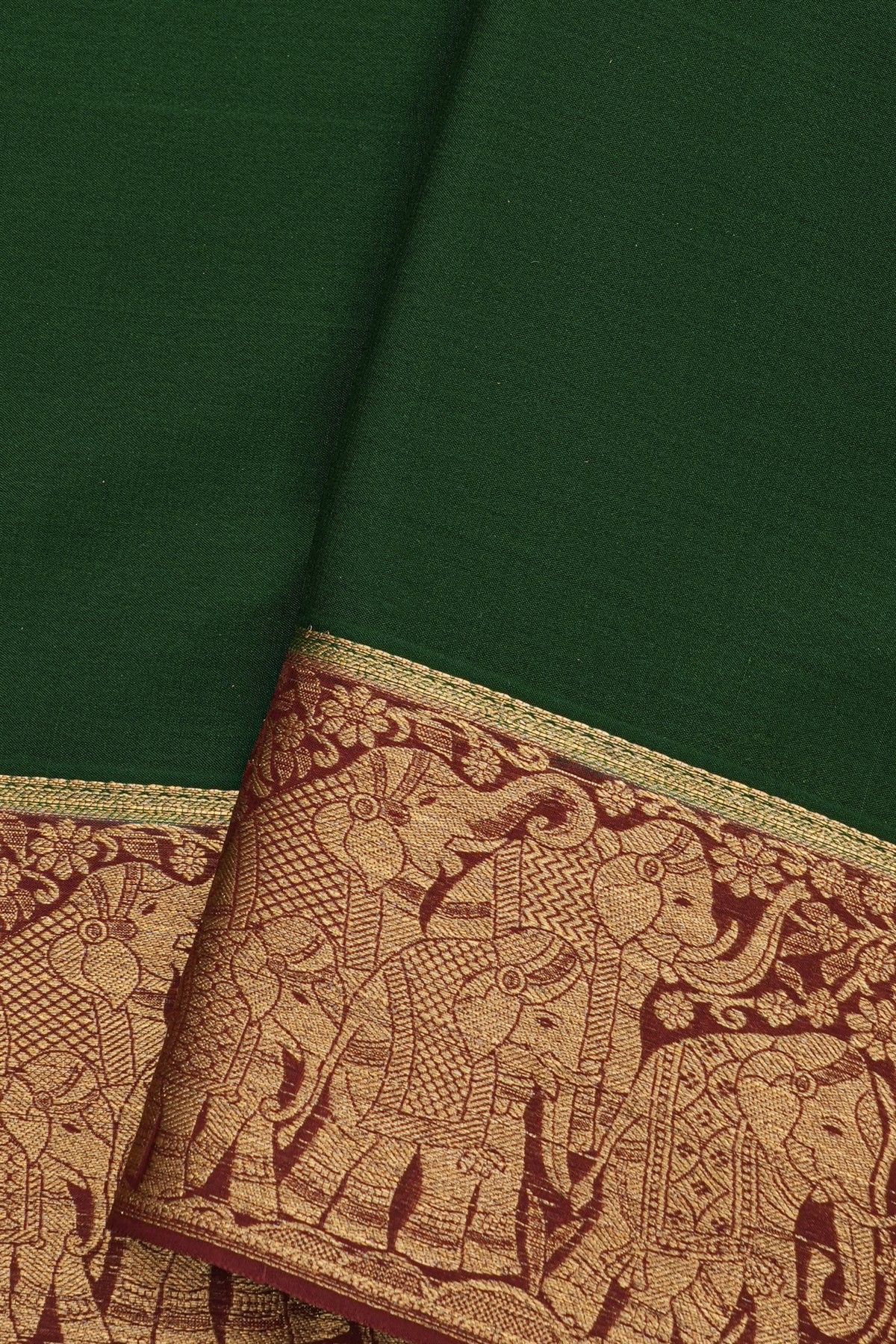 Mysore Crepe Bottle Green Saree