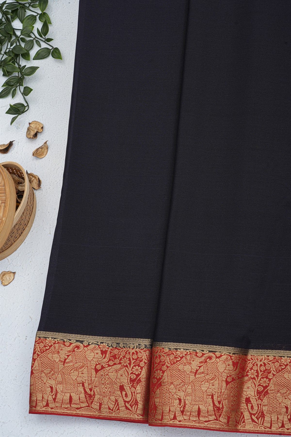 Mysore Crepe Black Saree