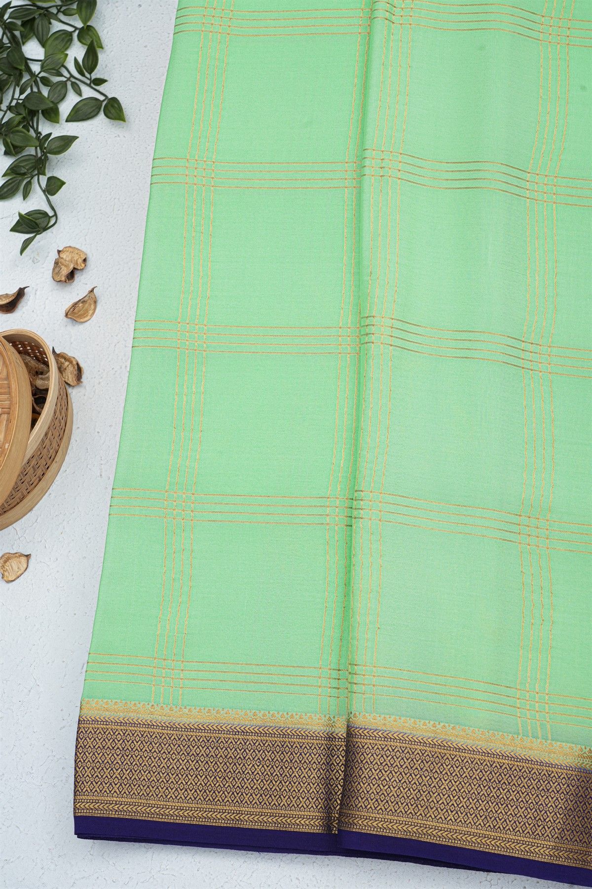 Mysore Crepe Sea Green Saree