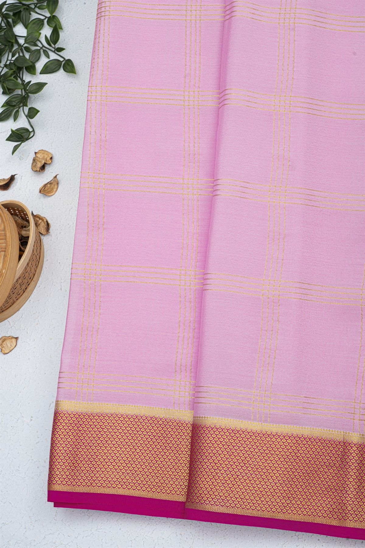 Mysore Crepe Baby Pink Saree