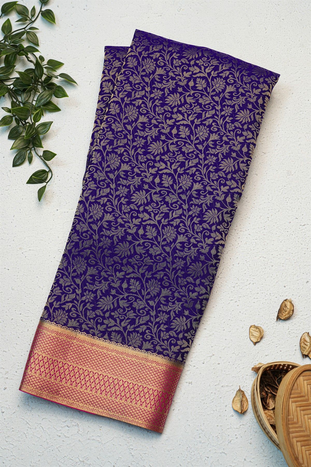 Mysore Crepe Royal Blue Saree