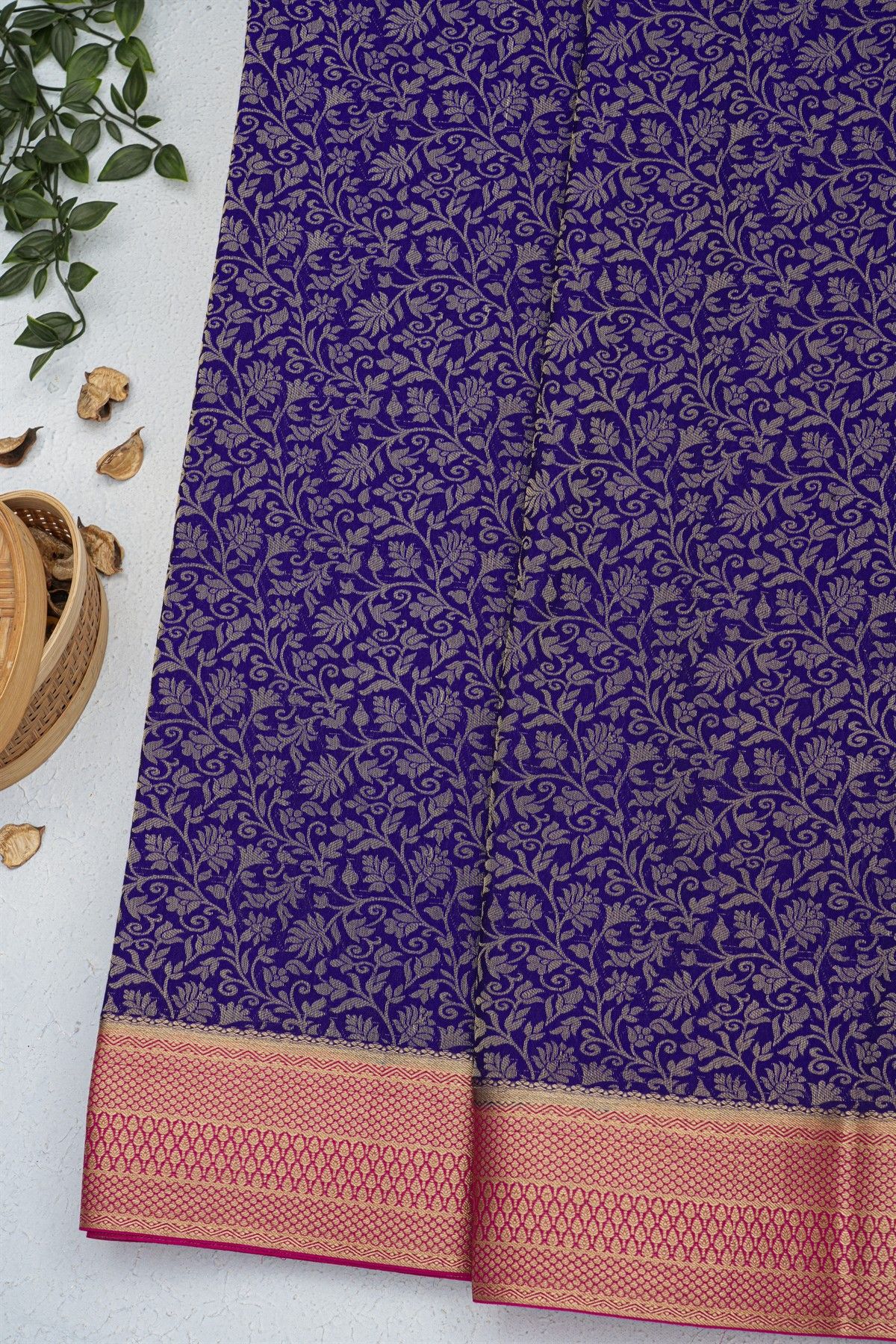 Mysore Crepe Royal Blue Saree