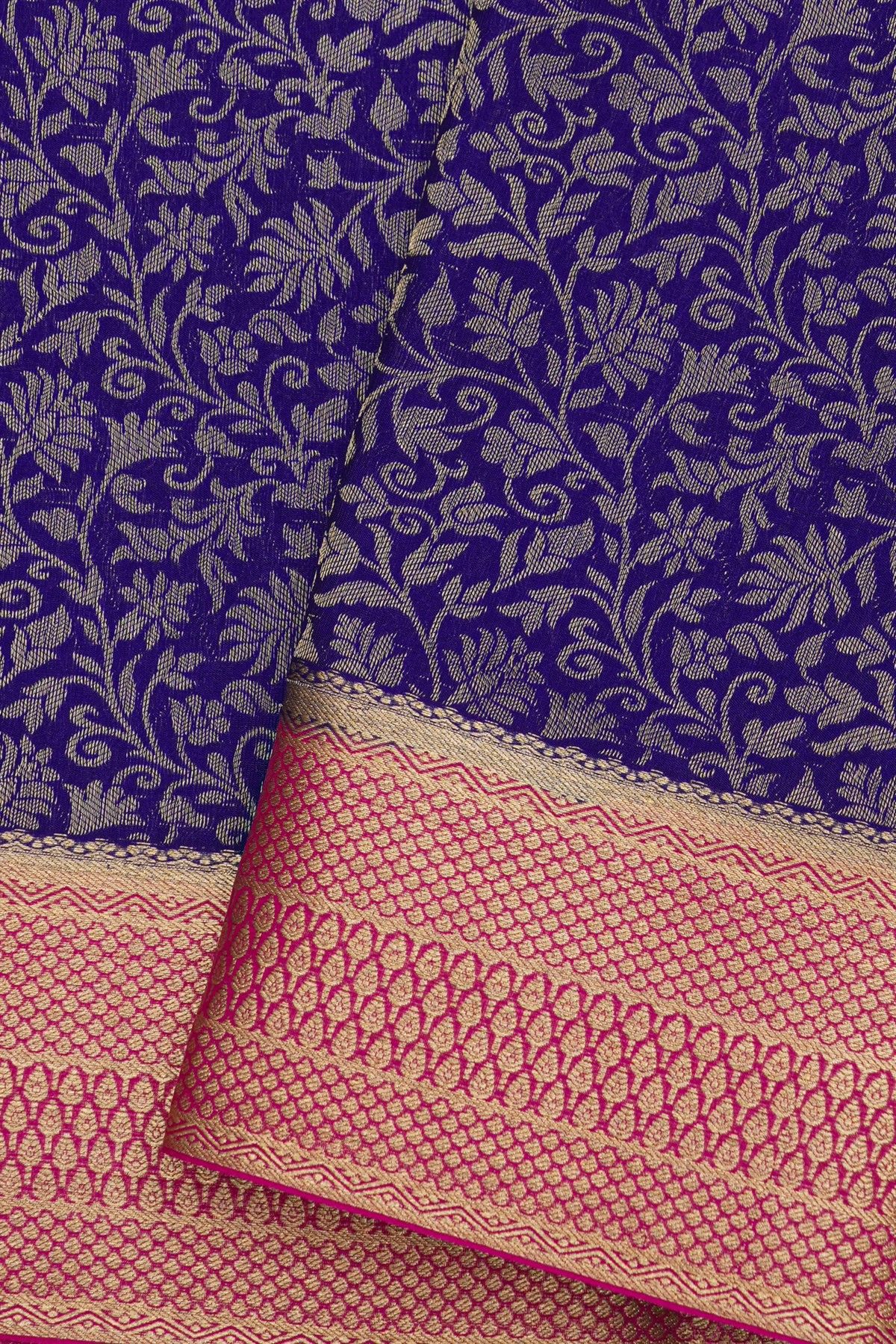Mysore Crepe Royal Blue Saree