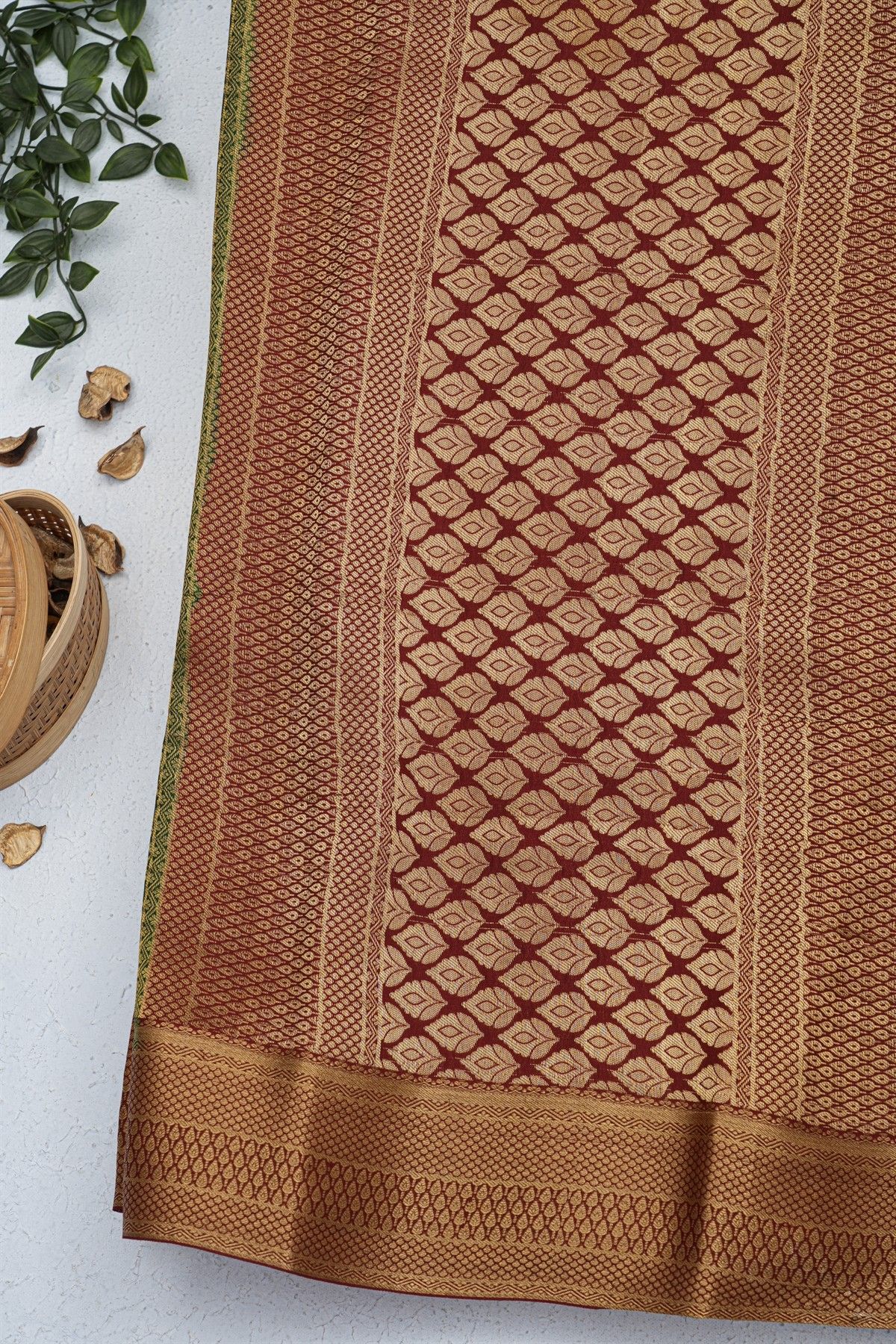 Mysore Crepe Bottle Green Saree