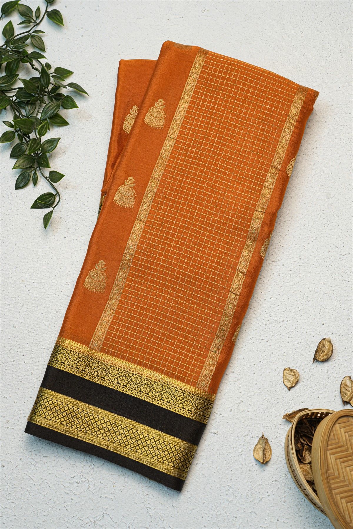 Mysore Crepe Orange Saree